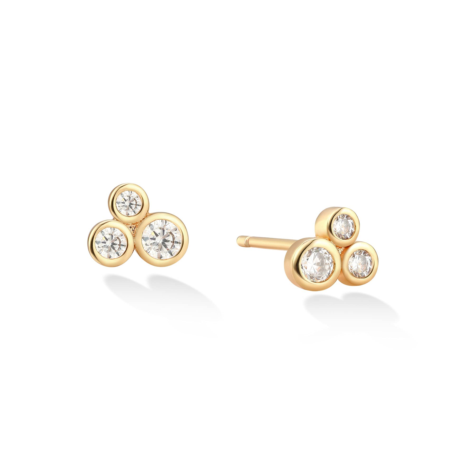 14K Gold Plated CZ Stud Earrings for Women - Elegant & Dainty Jewelry for Everyday Wear