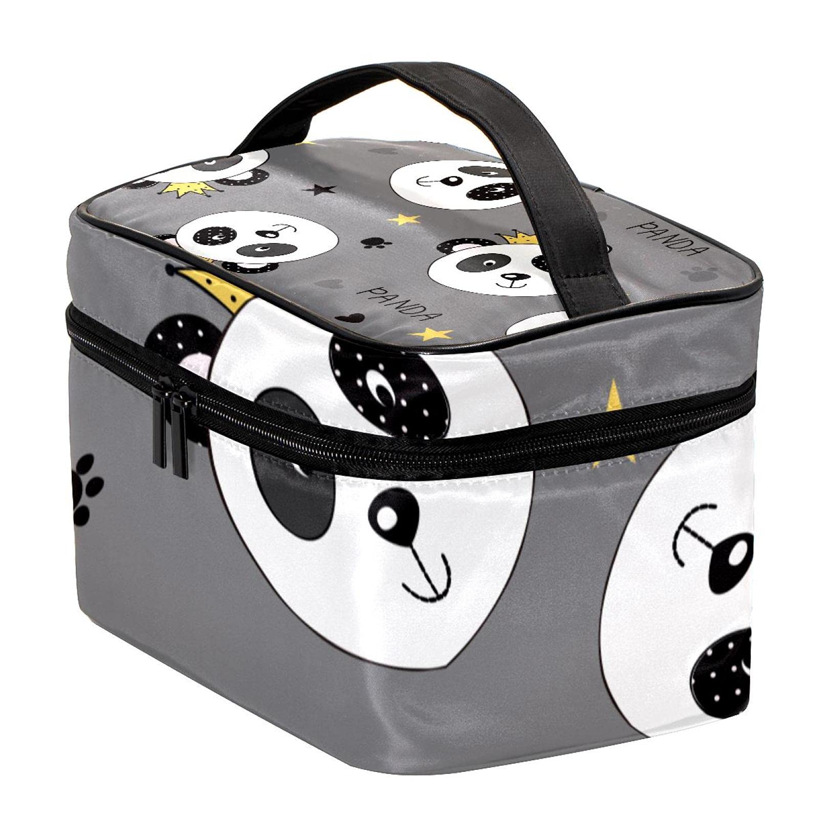 Cute Crown Panda Star Pattern Travel Makeup Bag - Large Cosmetic Organizer Case with Zipper for Women & Girls - Perfect for Travel, Gym, and Daily Essentials Storage