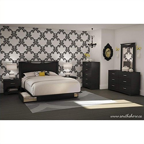 Modern 3-Piece Queen Bedroom Set with Storage - Platform Bed, 6-Drawer Dresser & Nightstand | Space-Saving Black Furniture for Small Rooms & Apartments | Perfect for Master Bedrooms, Guest Rooms & Dorm Decor