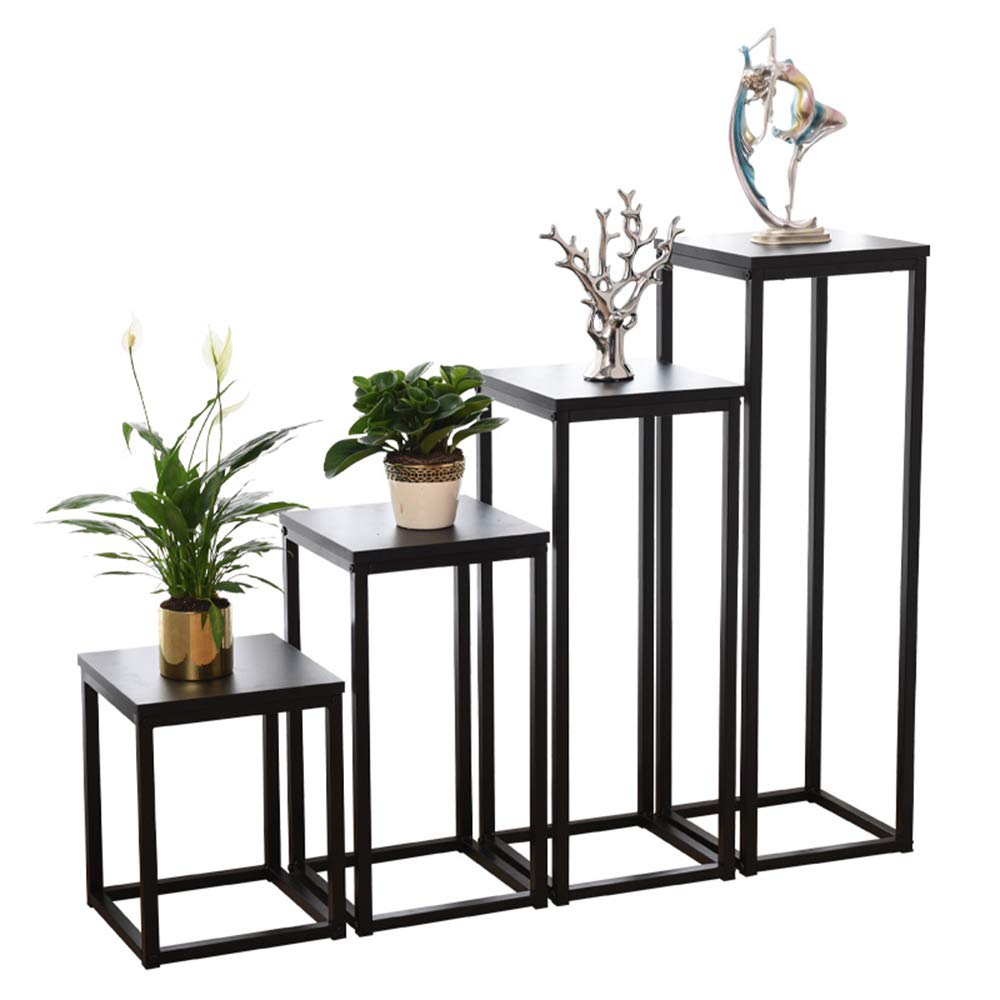 Black 2-Tier Wrought Iron Garden Plant Stand - Rust Proof & Waterproof Outdoor Flower Display Rack for Patio, Balcony & Backyard Decor