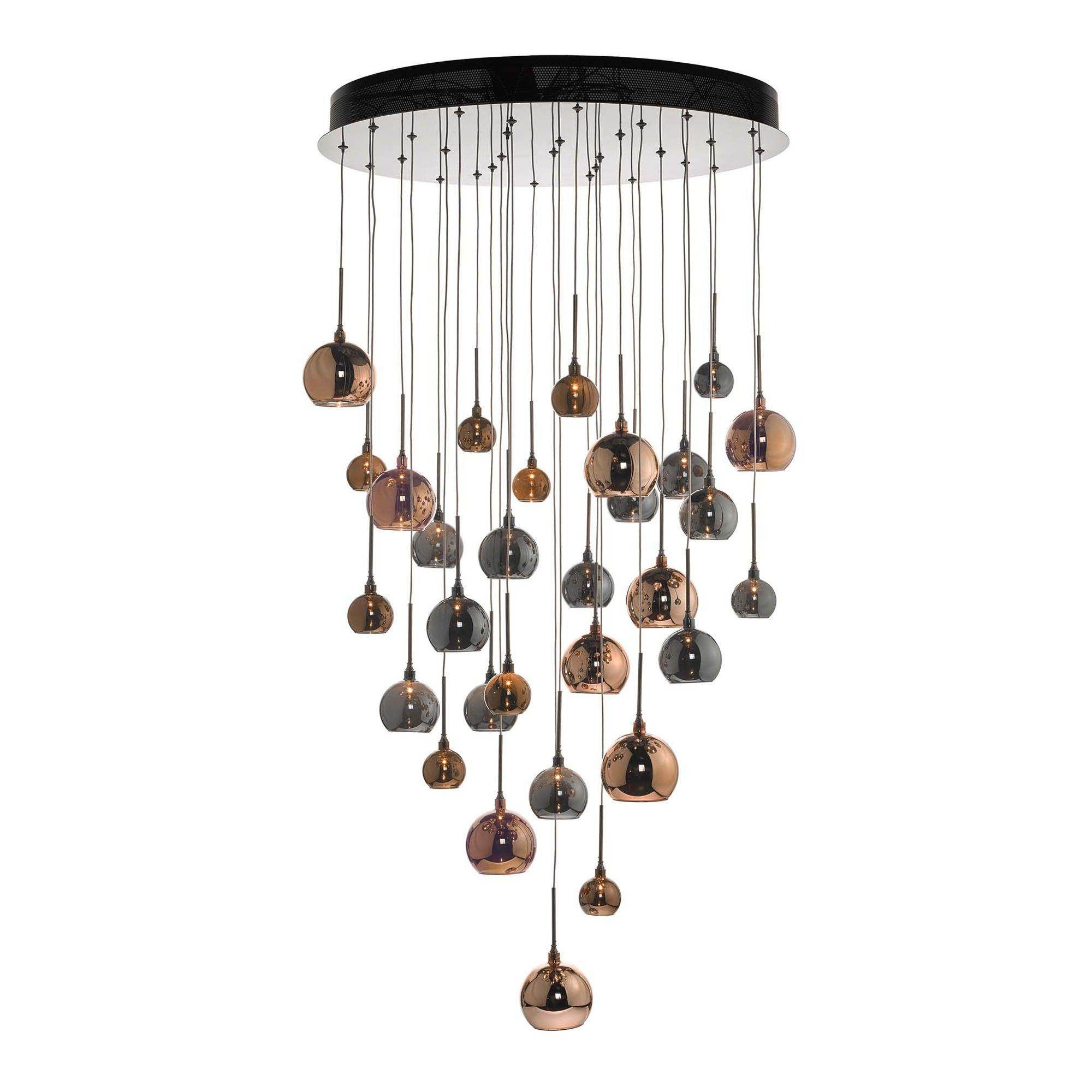 Aurelia 30-Light Cluster Chandelier in Copper & Bronze Finish with 3M Drop - Perfect for Dining Room, Living Room, and Bedroom Lighting