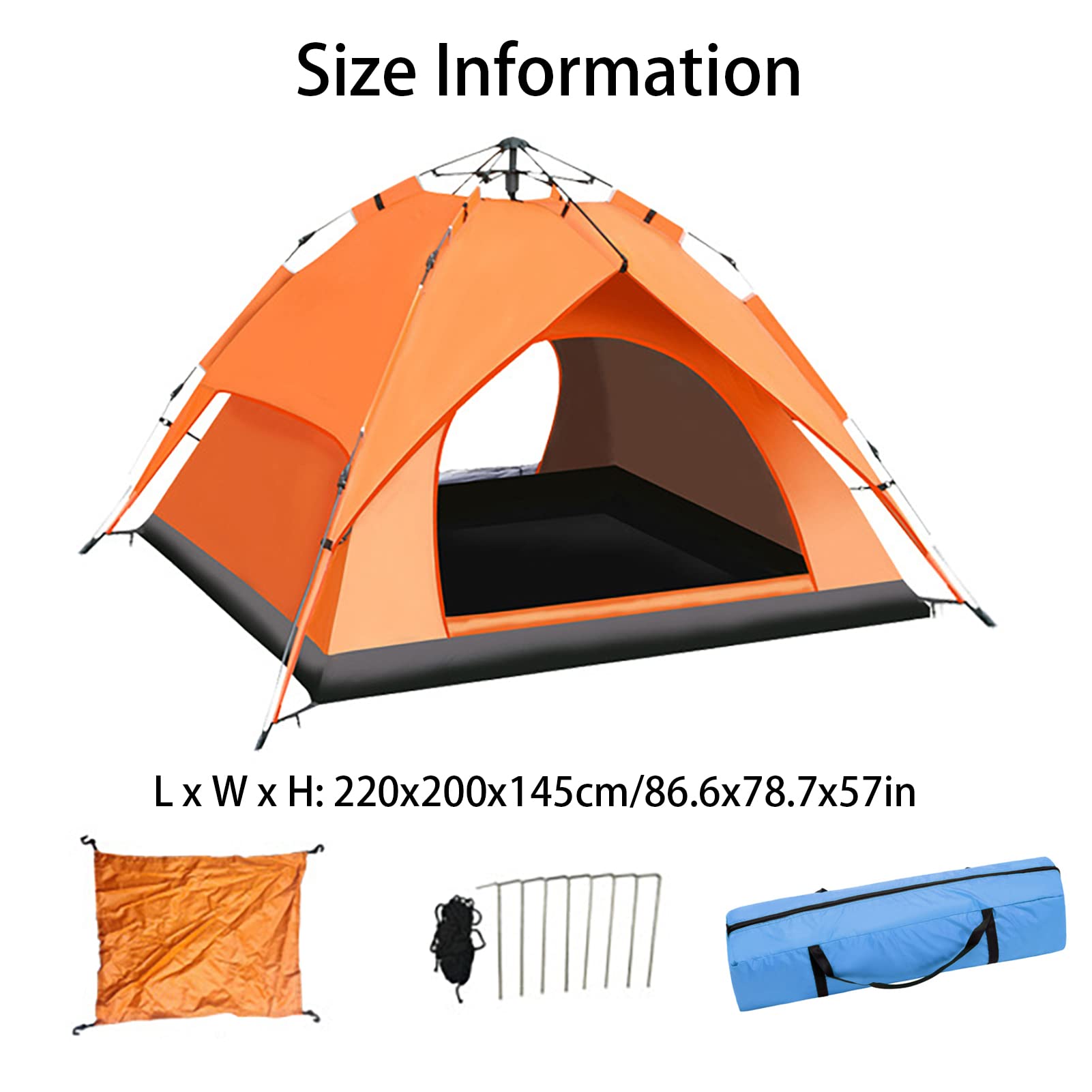3 Person Double Layer Waterproof Dome Tent - Automatic Pop Up Backpacking Tent with Carry Bag - Sun Shelter for Beach & Weatherproof Camping - Perfect for Hiking, Travel & Outdoor Adventures