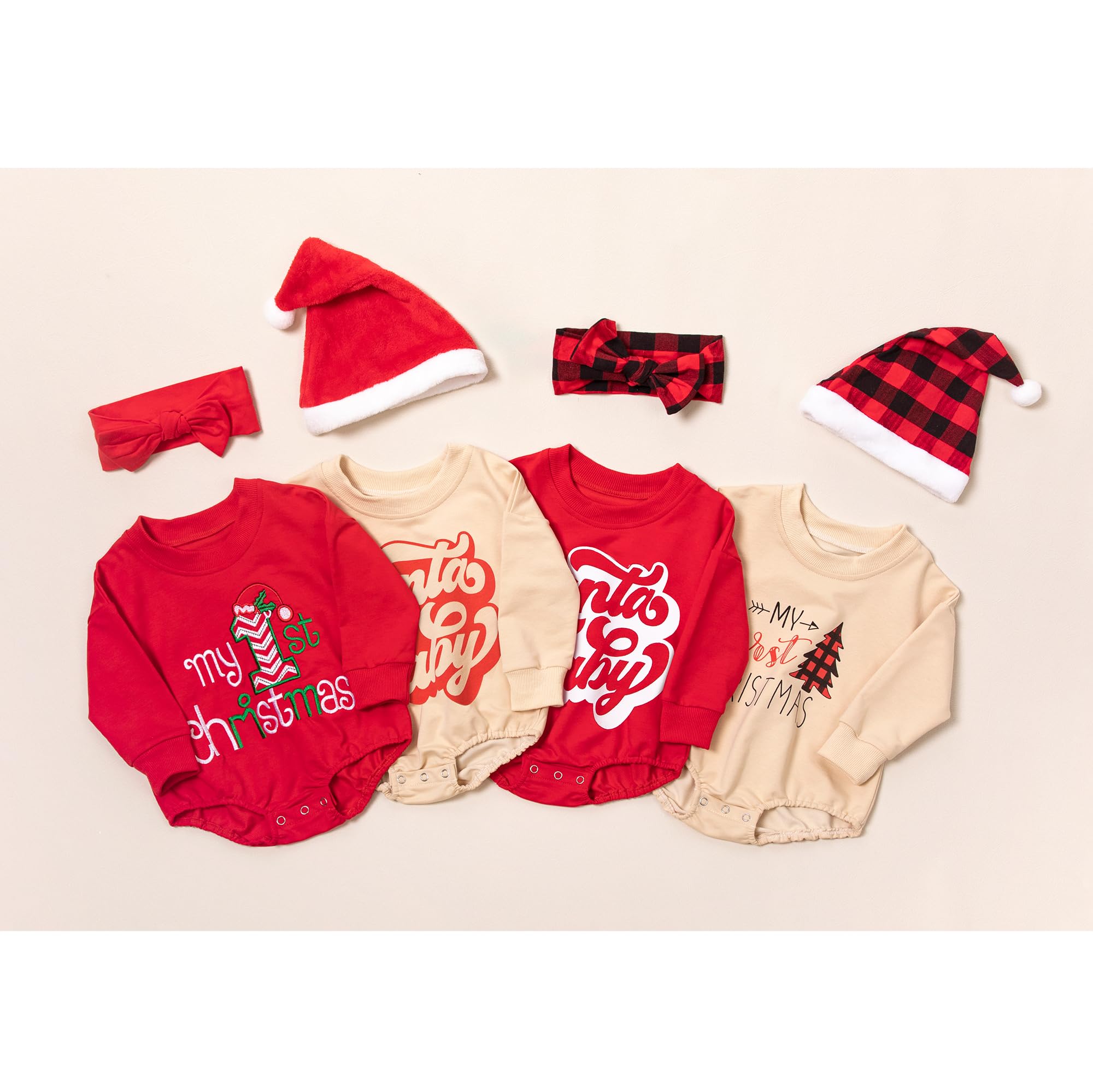 Cozy Christmas Outfits for Women - Oversized Holiday Sweater Romper Set with Matching Socks, Santa Hat & Headband | Perfect for Xmas Party, Family Photos & Festive Gatherings