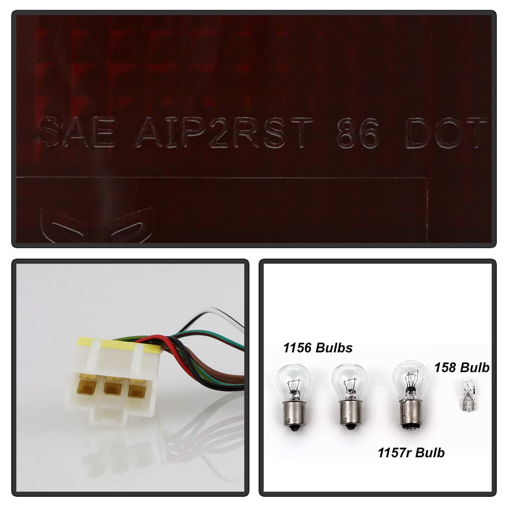 ACANII Red Smoked Tail Lights Brake Lamps with Bulb & Harness Assembly for 1986-1997 Nissan D21 Hardbody Pickup - Left & Right Pair - Perfect for Off-Roading, Truck Upgrades & Night Driving Safety