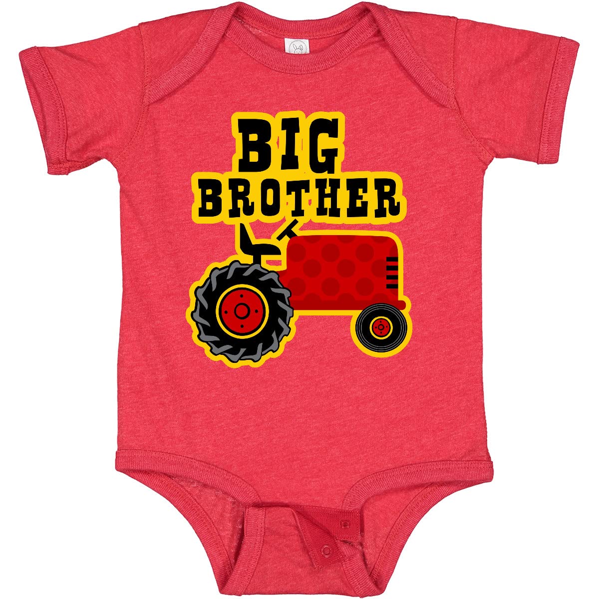 Inktastic Red Tractor Big Brother Baby Bodysuit - Cute Farm-Themed Cotton Onesie for Newborns & Infants - Perfect for Sibling Announcement, Photo Shoots & Family Gifts