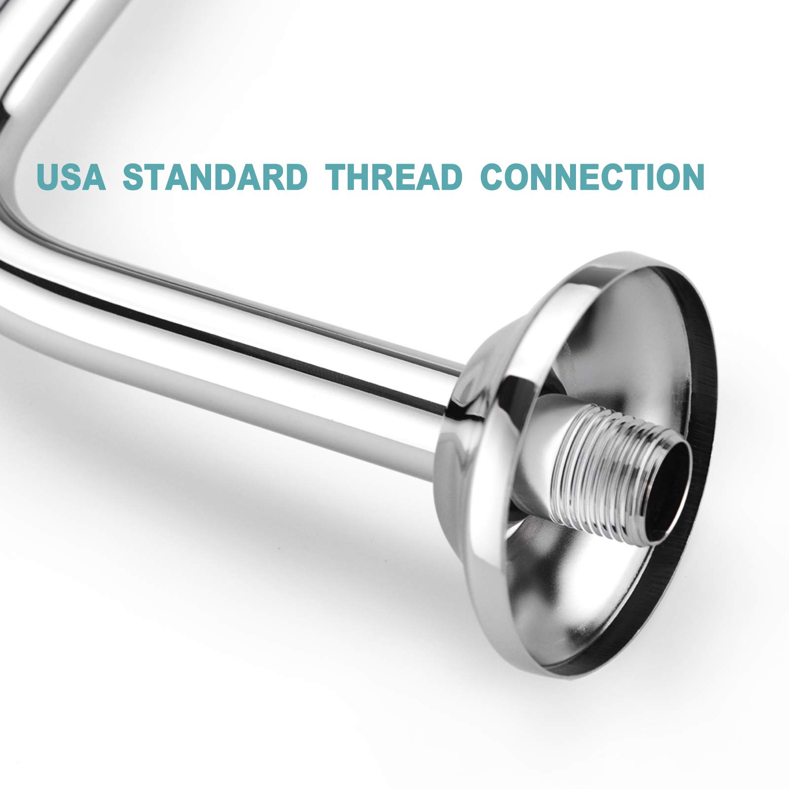 BESTILL 13 Inch S-Shaped Shower Head with High Rise Extension Arm & Flange - Chrome Finish for Bathroom & Spa Experience