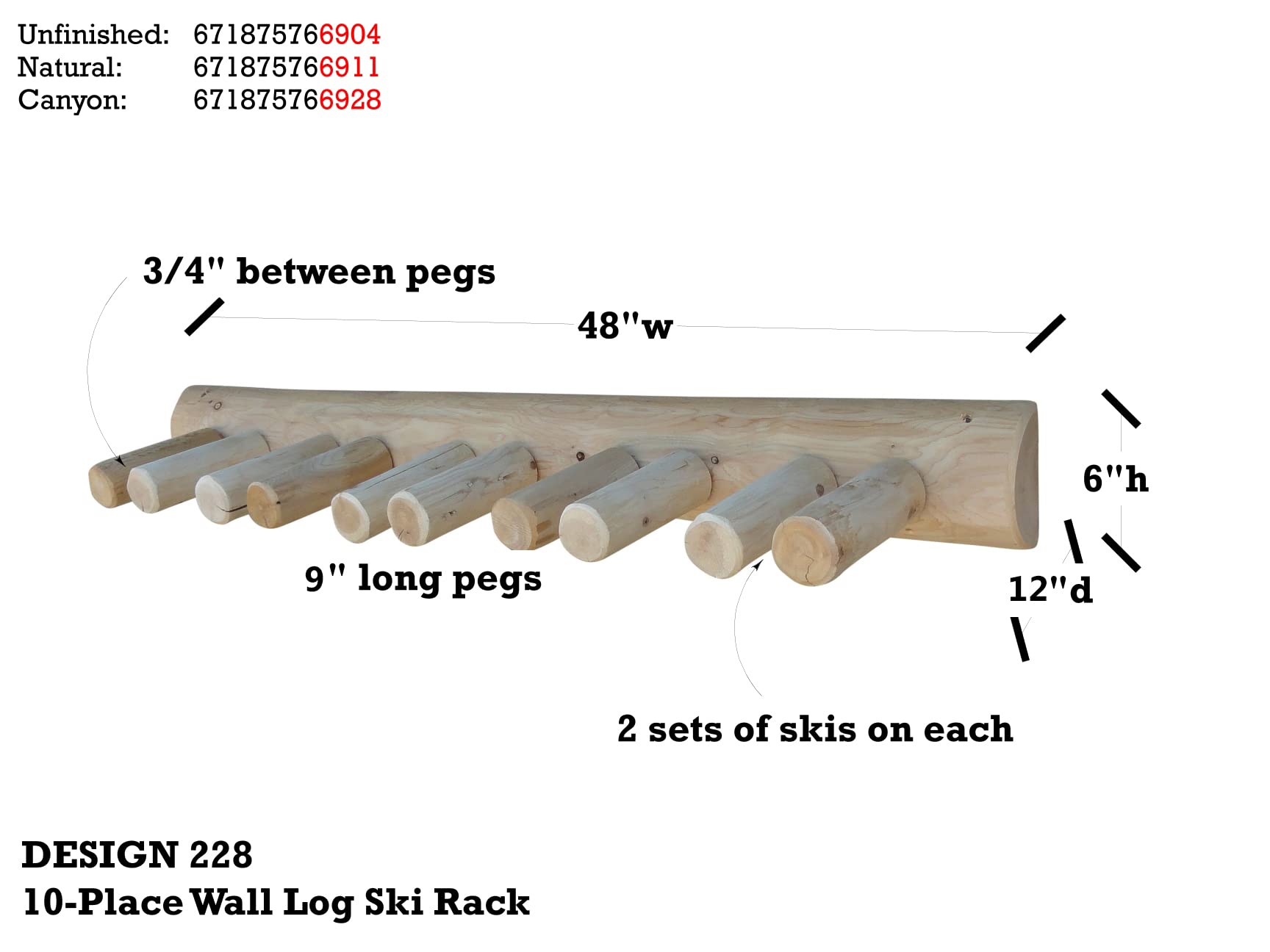 10-Slot Wall Mounted Ski Rack - Heavy Duty Ski Storage Organizer for Garage & Home - Vertical Ski Holders for Indoor Use - Perfect for Organizing Skis, Snowboards & Poles in Winter Sports Season