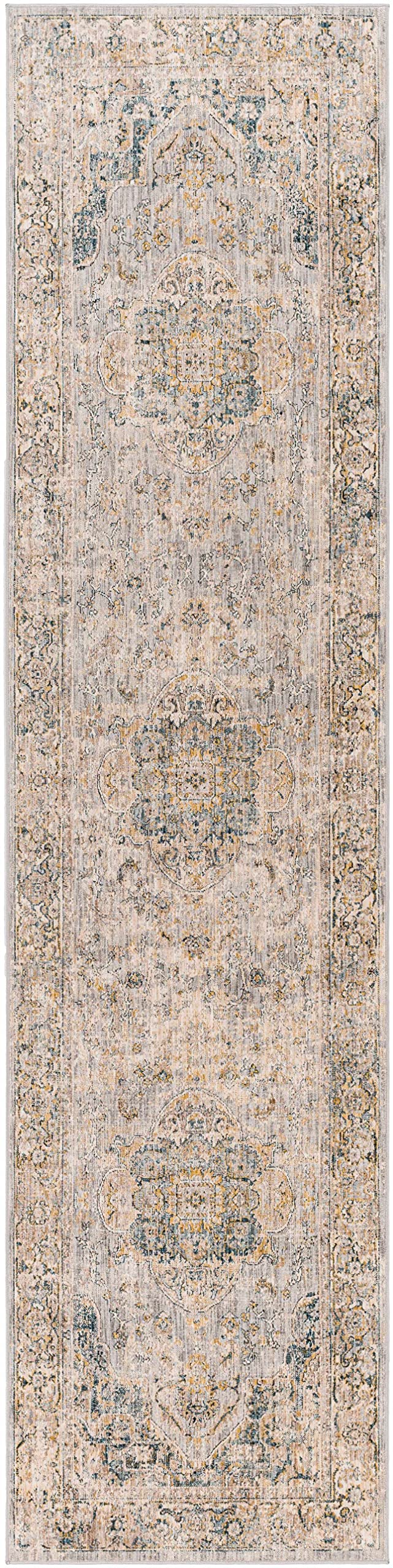 Hauteloom Tuganay Traditional Beige Blue Gray 2' x 3' Area Rug for Living Room Bedroom - Soft Non-Slip Floor Carpet for Home Decor, Cozy Comfort Underfoot