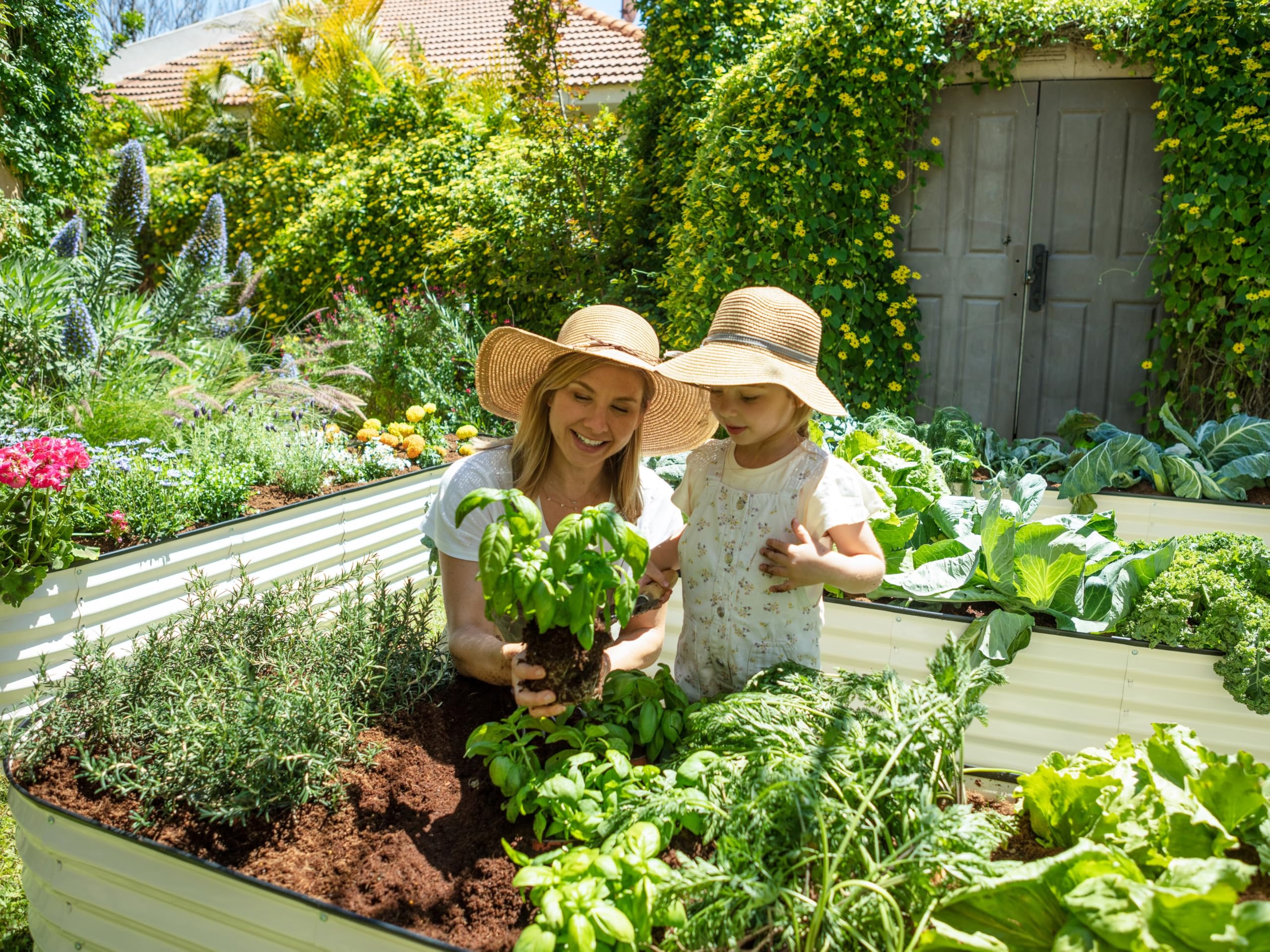 9-in-1 Galvanized Steel Raised Garden Bed Kit - 8×2×1.5 ft Modular Planter Box for Vegetables, Flowers & Herbs - 18