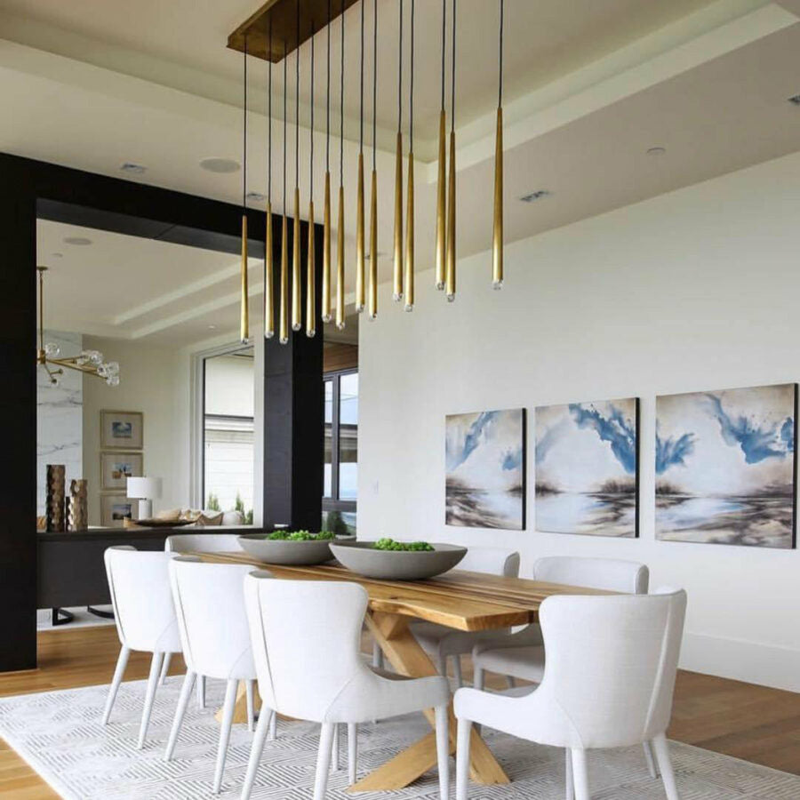 Modern Rectangular Metal Chandelier - Melinda Contemporary Hanging Light Fixture for Dining Room, Living Room, Bedroom & Foyer Lighting Decor