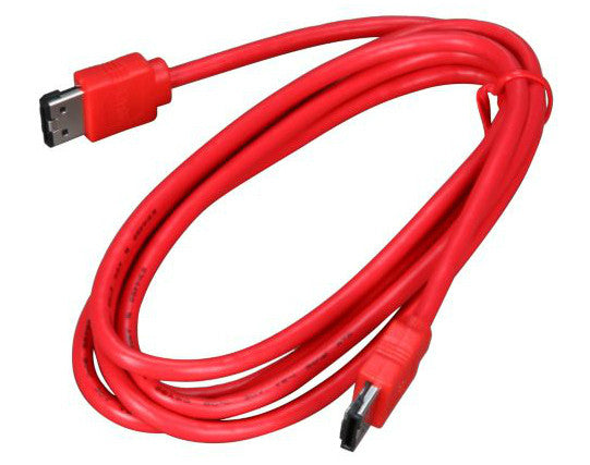 6 Ft Premium eSATA Round Cable - High Speed Data Transfer for External Hard Drives & Storage Devices - Durable Red Cable for PC, Mac & Gaming Setup