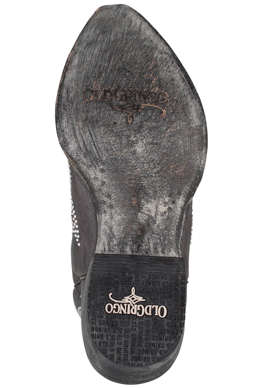 Old Gringo Crystal Diego Cowgirl Boots - Dark Brown Western Boots for Women | Handmade Leather Cowgirl Boots with Crystal Accents | Perfect for Rodeo, Country Dancing & Western Fashion