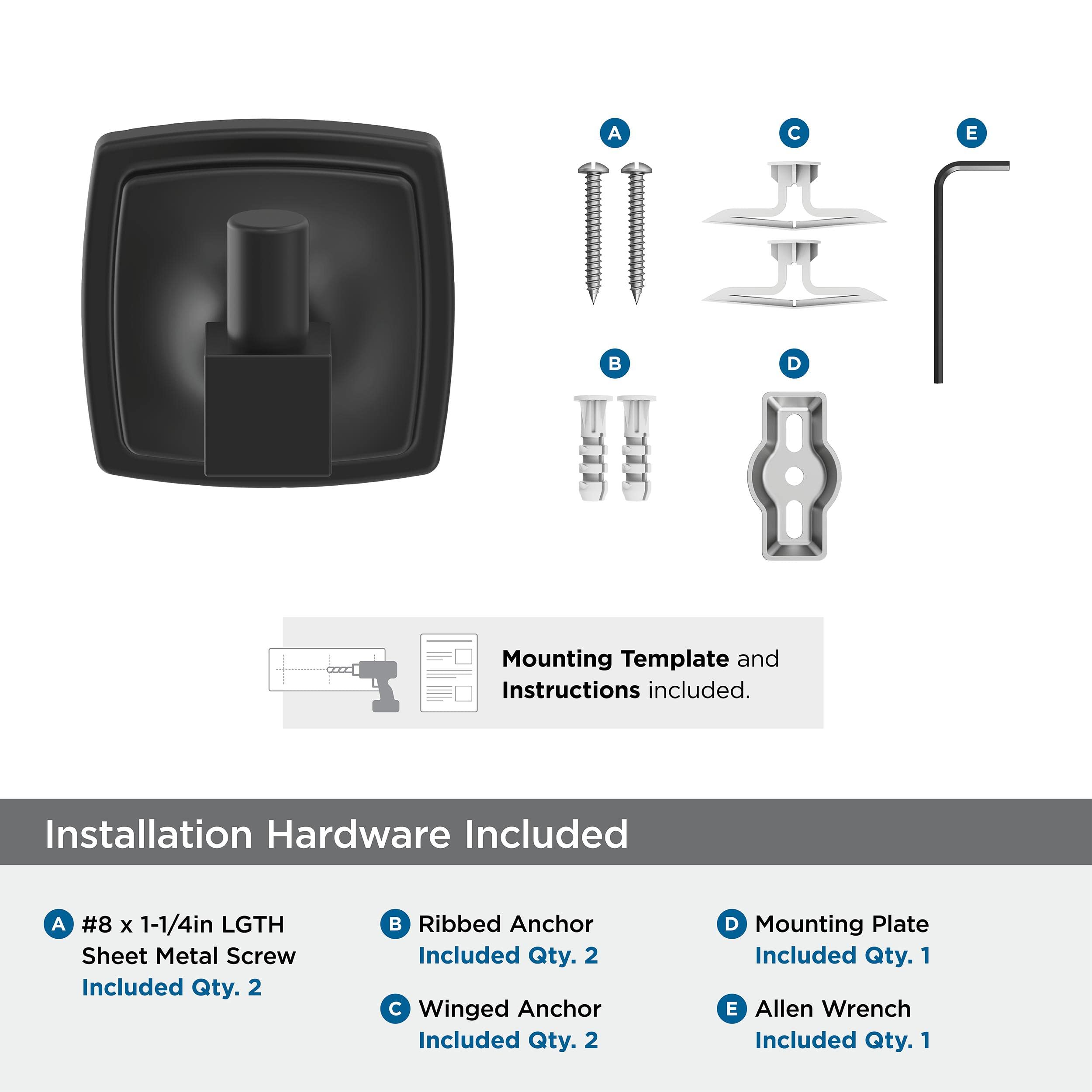 Amerock BH36090MB Matte Black Single Robe Hook - 2-1/4 Inch (57mm) Bathroom Towel Holder - Durable Wall Mounted Hook for Robes, Towels & Bath Accessories - Perfect for Bathrooms, Spas & Dressing Rooms