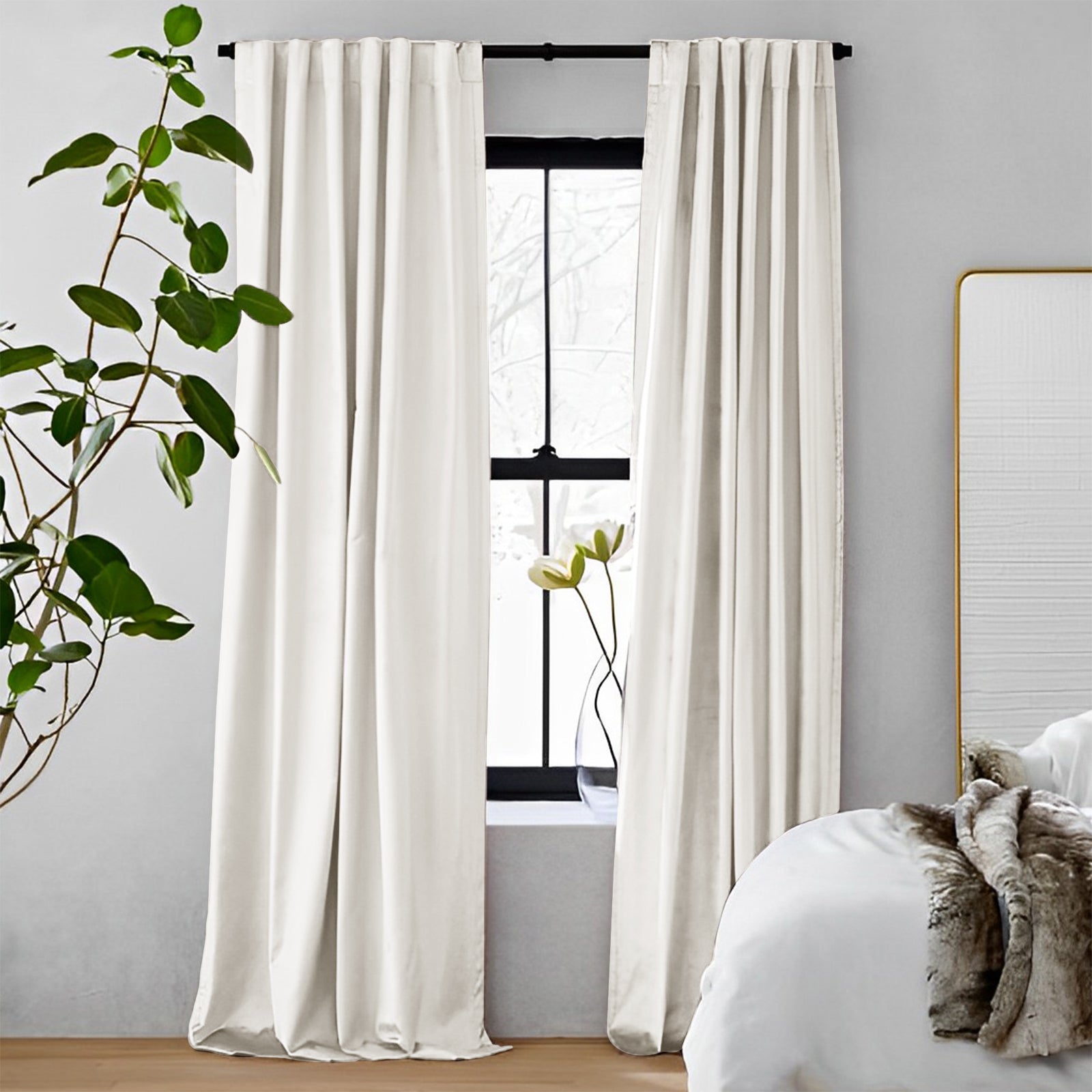 Luxury Sage Green Velvet Blackout Curtains - Heavyweight Thermal Insulated Drapes with Soft Top Back Tab for Bedroom & Living Room
