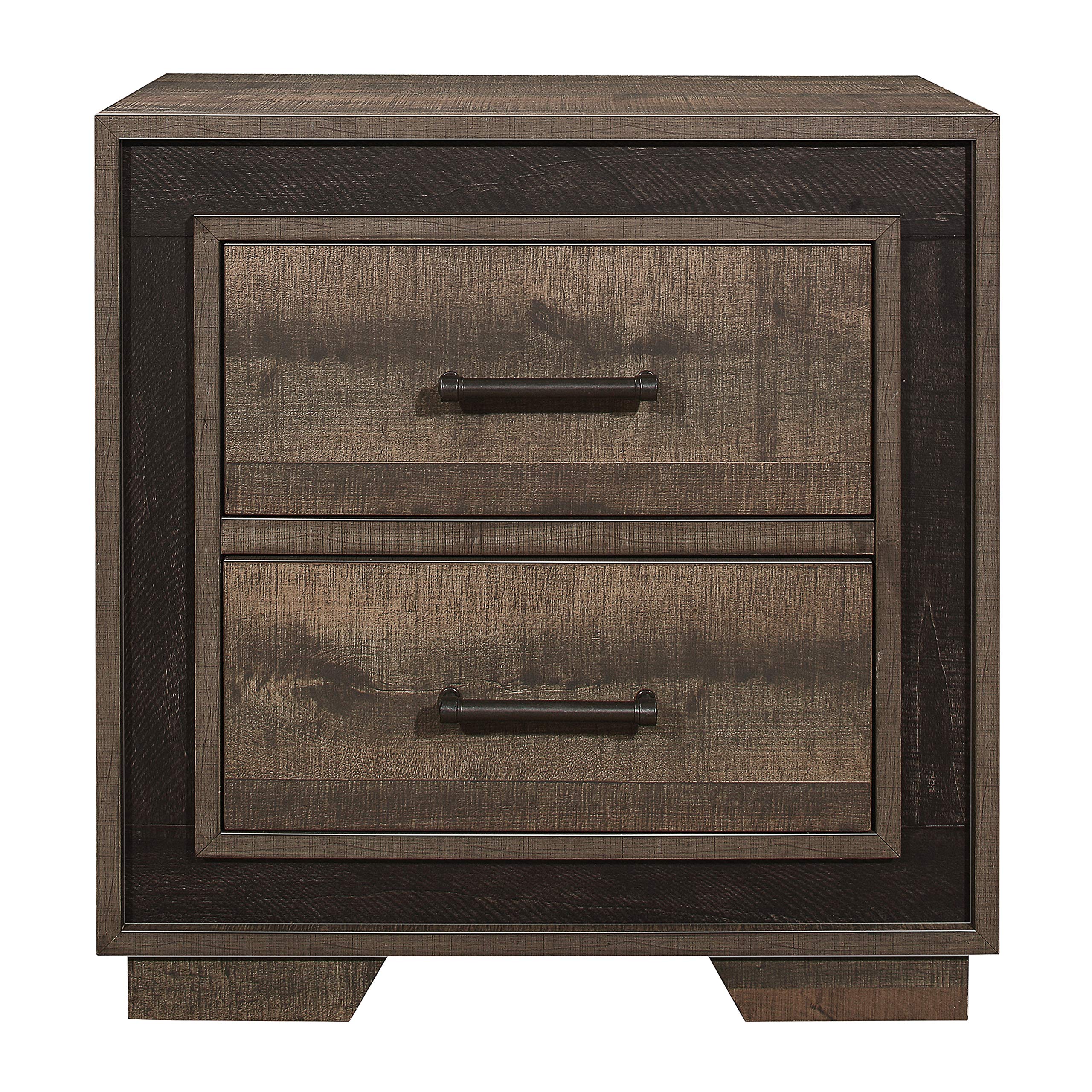 Lexicon Judah 2-Drawer Nightstand - Rustic Mahogany/Dark Ebony Finish Bedside Table for Bedroom, Living Room & Guest Room - Compact Storage Solution with Two Spacious Drawers