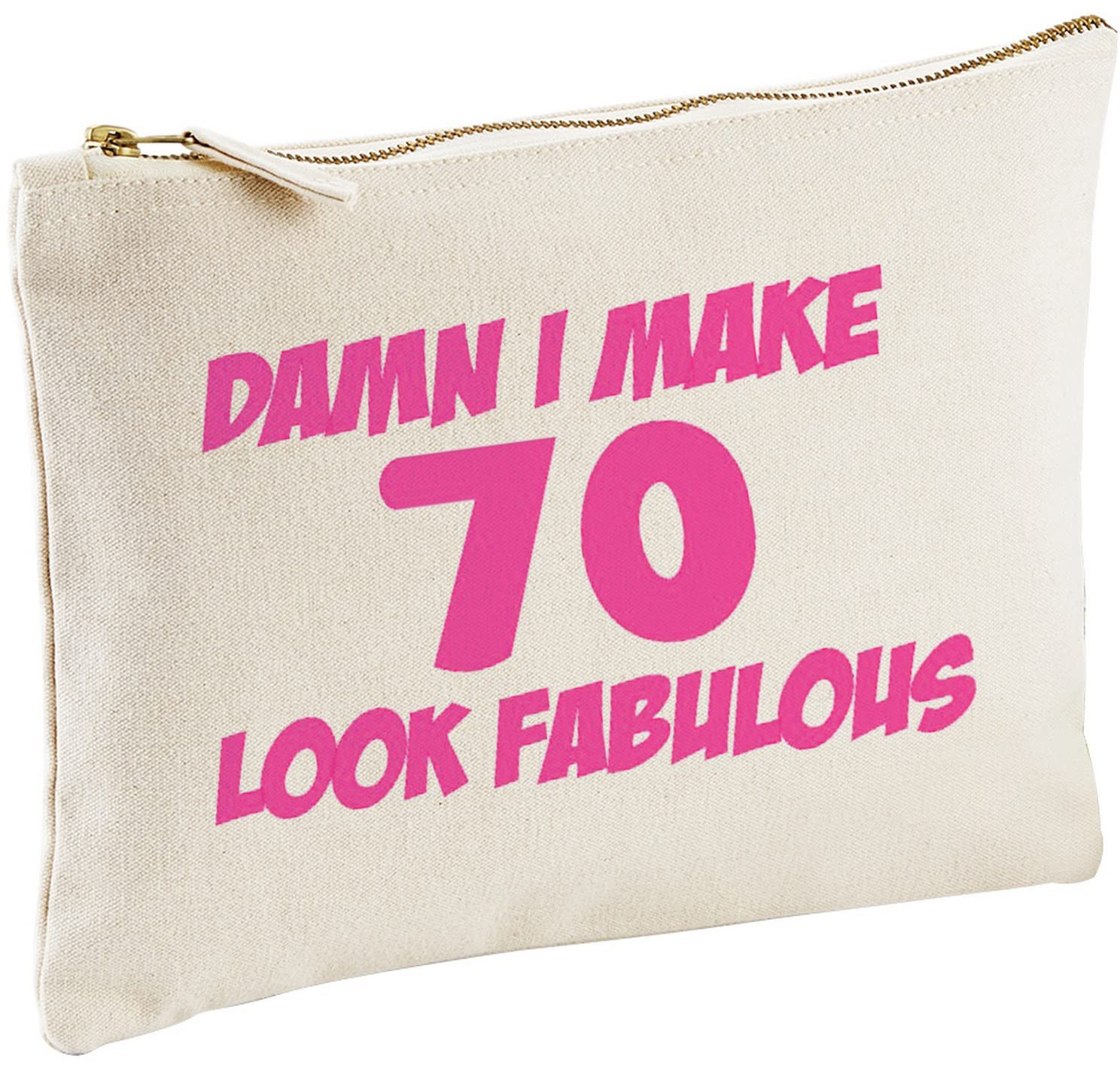 Lolmugs Damn I Make 70 Look Fabulous 70th Birthday Makeup Bag - Perfect Gift for Women, Cosmetic Pouch for Travel & Party Essentials
