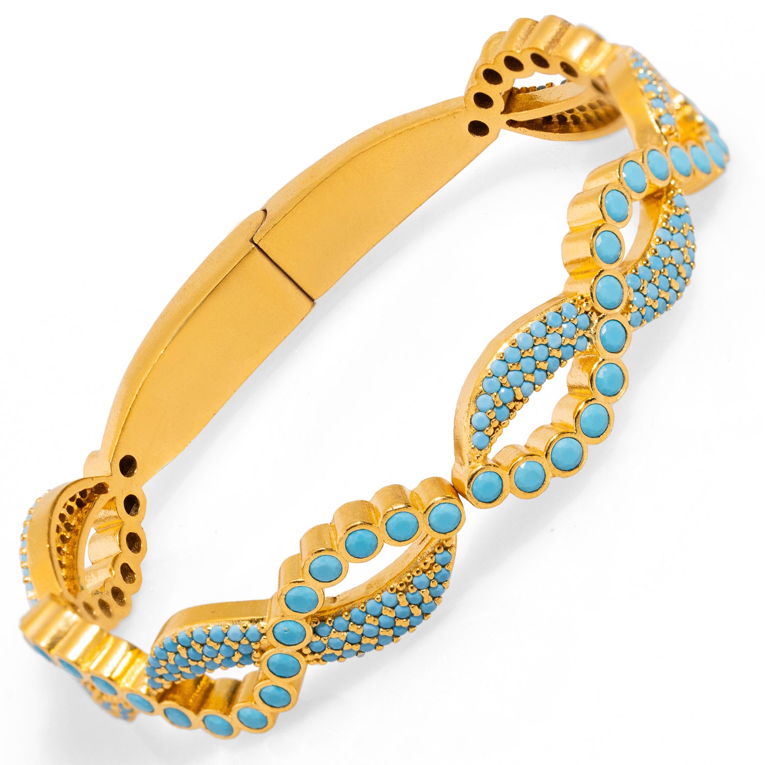 Modern Style Turquoise Gemstone & Gold Bangle Bracelet for Women | Elegant Handmade Jewelry Gift for Birthday, Anniversary & Special Occasions