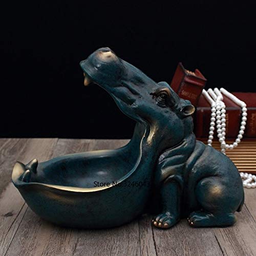 European Creative Hippo Sculpture - Handcrafted Home Decor for TV Cabinet, Shoe Cabinet, Desk Storage Tray | Unique Figurine & Miniature Gift for Housewarming, Living Room, Office Decor