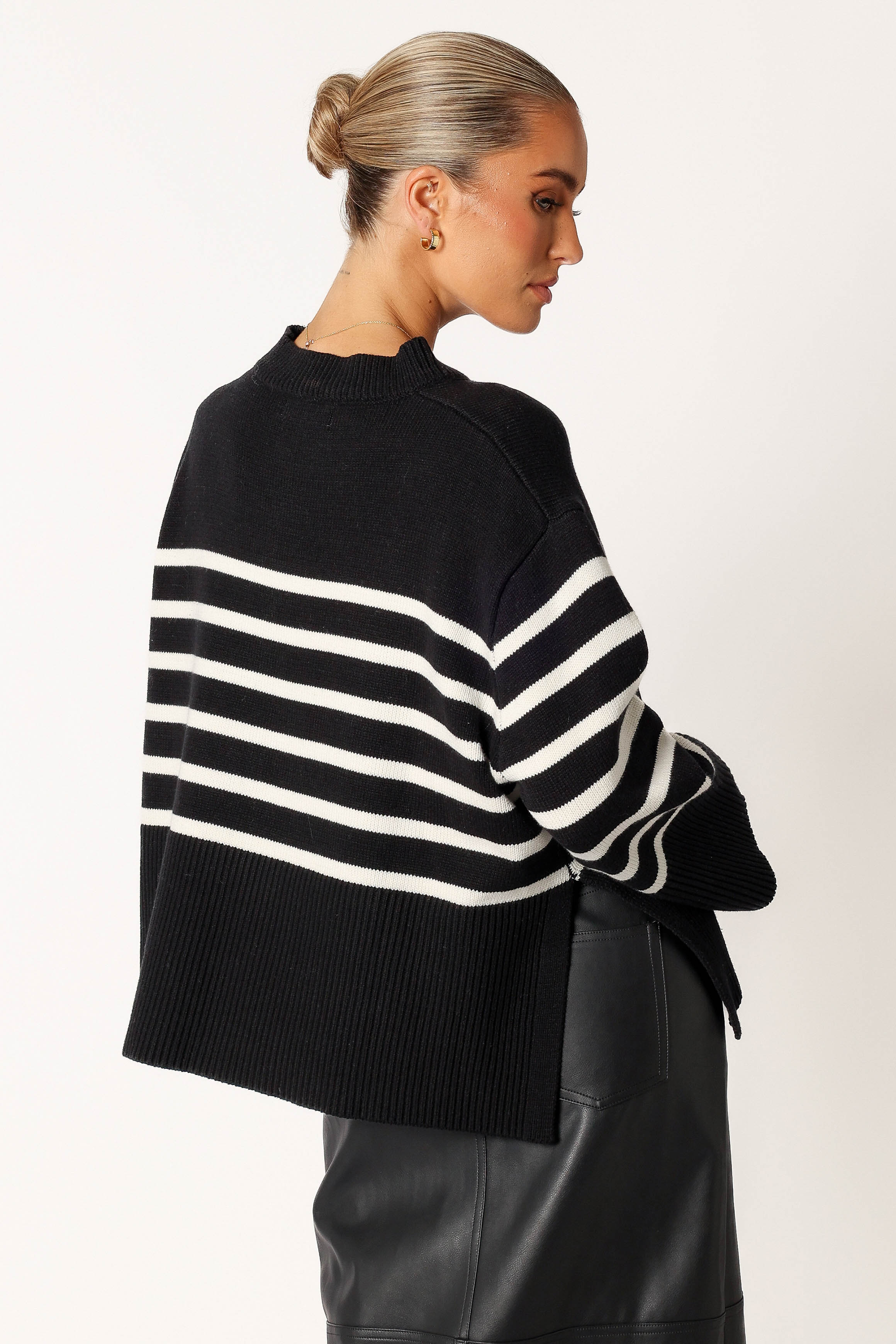 Avalynn Striped Knit Sweater for Women - Black & White Cozy Pullover | Perfect for Fall, Winter & Casual Outfits