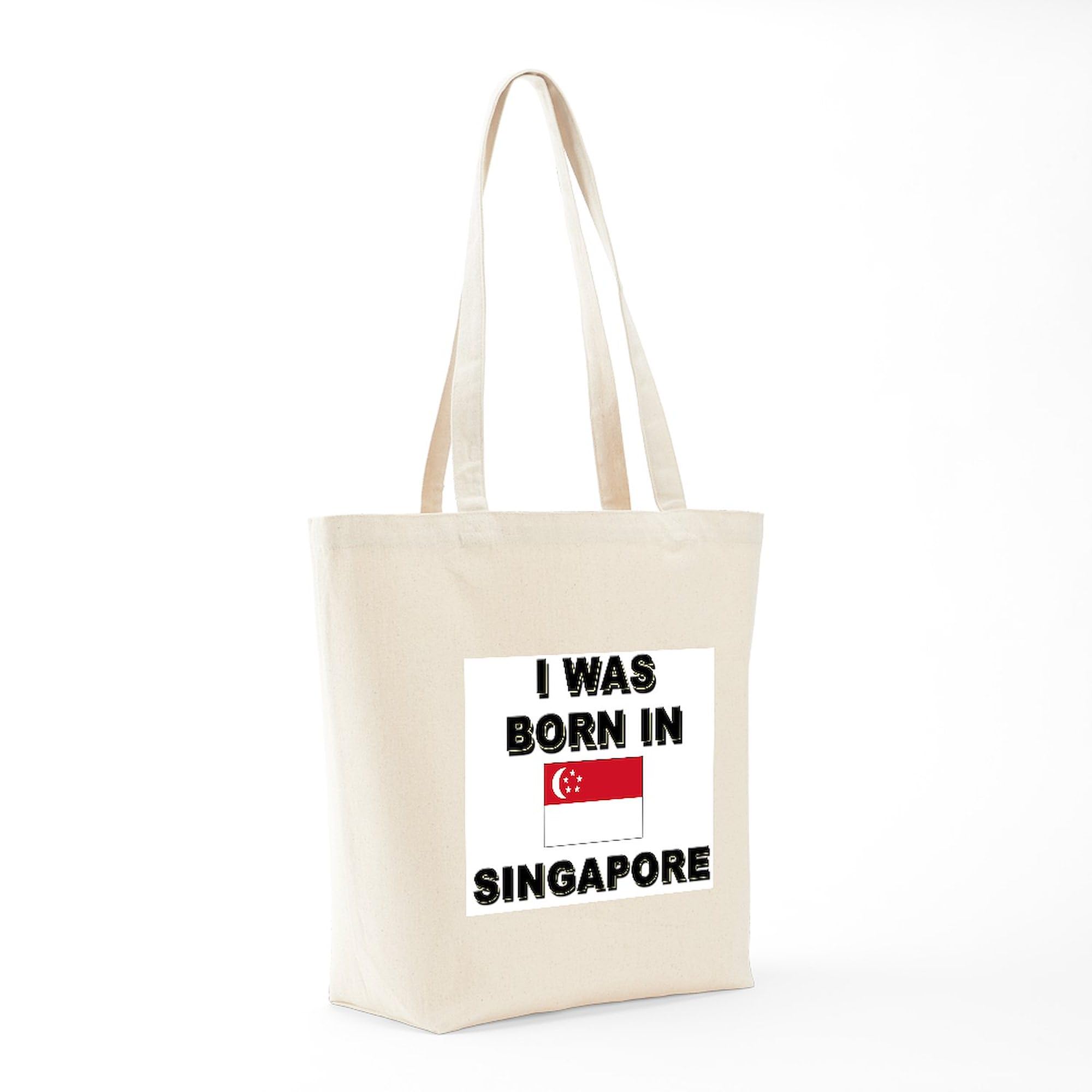 Singapore Flag Tote Bag - Natural Canvas Reusable Shopping Bag for Groceries, Beach & Travel