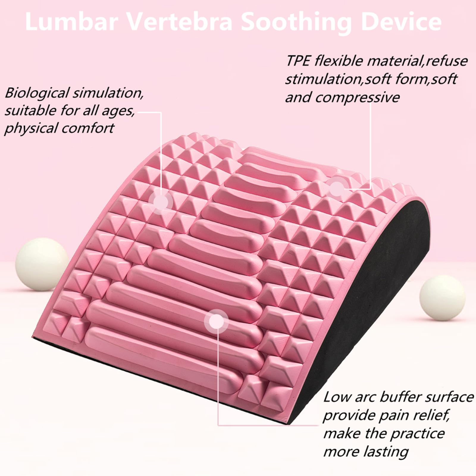 Premium Back Stretcher for Neck & Lower Back Pain Relief - Adjustable Lumbar Support for Herniated Disc, Sciatica & Scoliosis - Ergonomic Spine Alignment Board (Pink) - Perfect for Home Office & Post-Workout Recovery