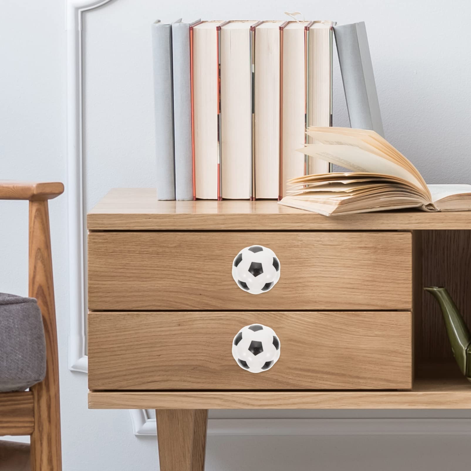 Artibetter 2-Pack Ceramic Soccer Ball Door Knobs - Brass Cabinet & Drawer Pull Handles for Wardrobe, Dresser, Kitchen Cupboard - Durable Furniture Hardware for Home & Office Decor