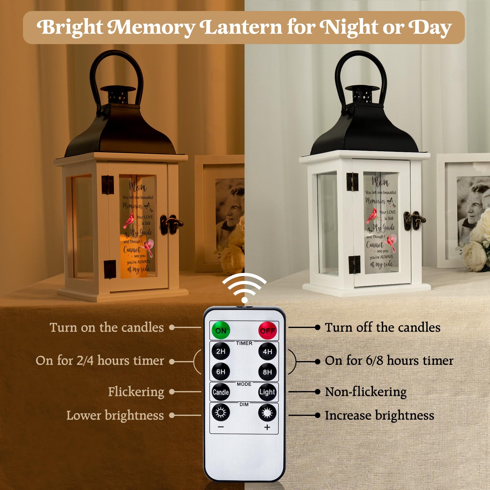 Memorial Lantern - LED Candle Sympathy Gift for Loss of Loved One, Mother, or Family Member | Thoughtful Bereavement, Funeral & Remembrance Gift with Remote Control | Perfect for Memorial Services, Graveside Tributes & Home Memorials