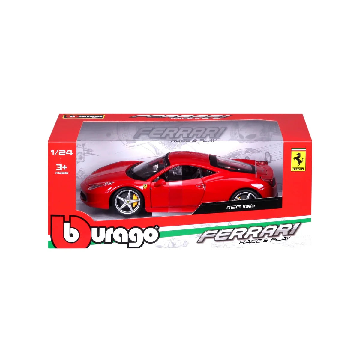 Bburago 1:24 Scale Ferrari 458 Spider Red Die-Cast Model Car - Collectible Racing Toy for Kids & Adults, Perfect for Display, Gifts, and Play Scenes