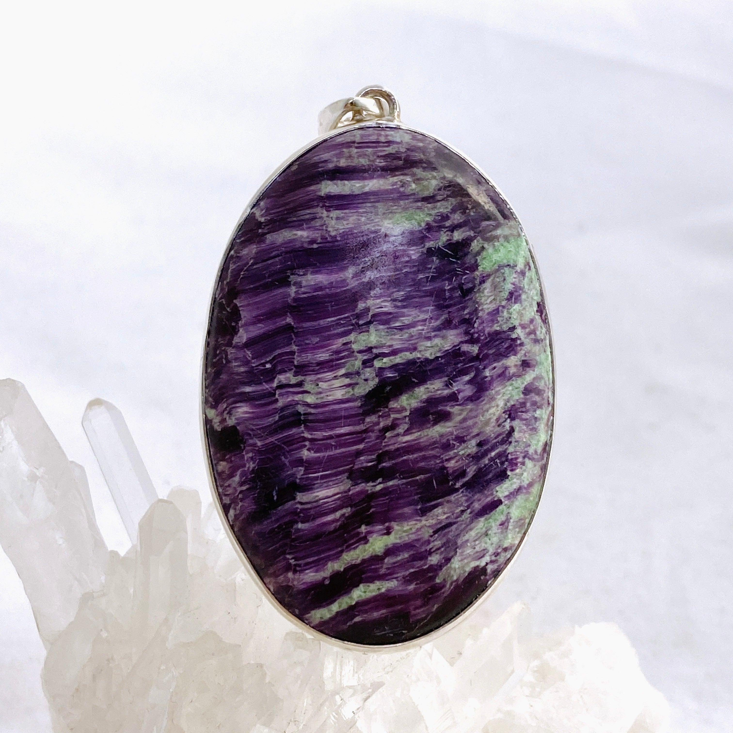 Kammererite Oval Cabochon Pendant KPGJ4746 - Natural Gemstone Jewelry for Women, Handmade Silver Pendant Necklace - Perfect for Gifts, Meditation & Spiritual Healing