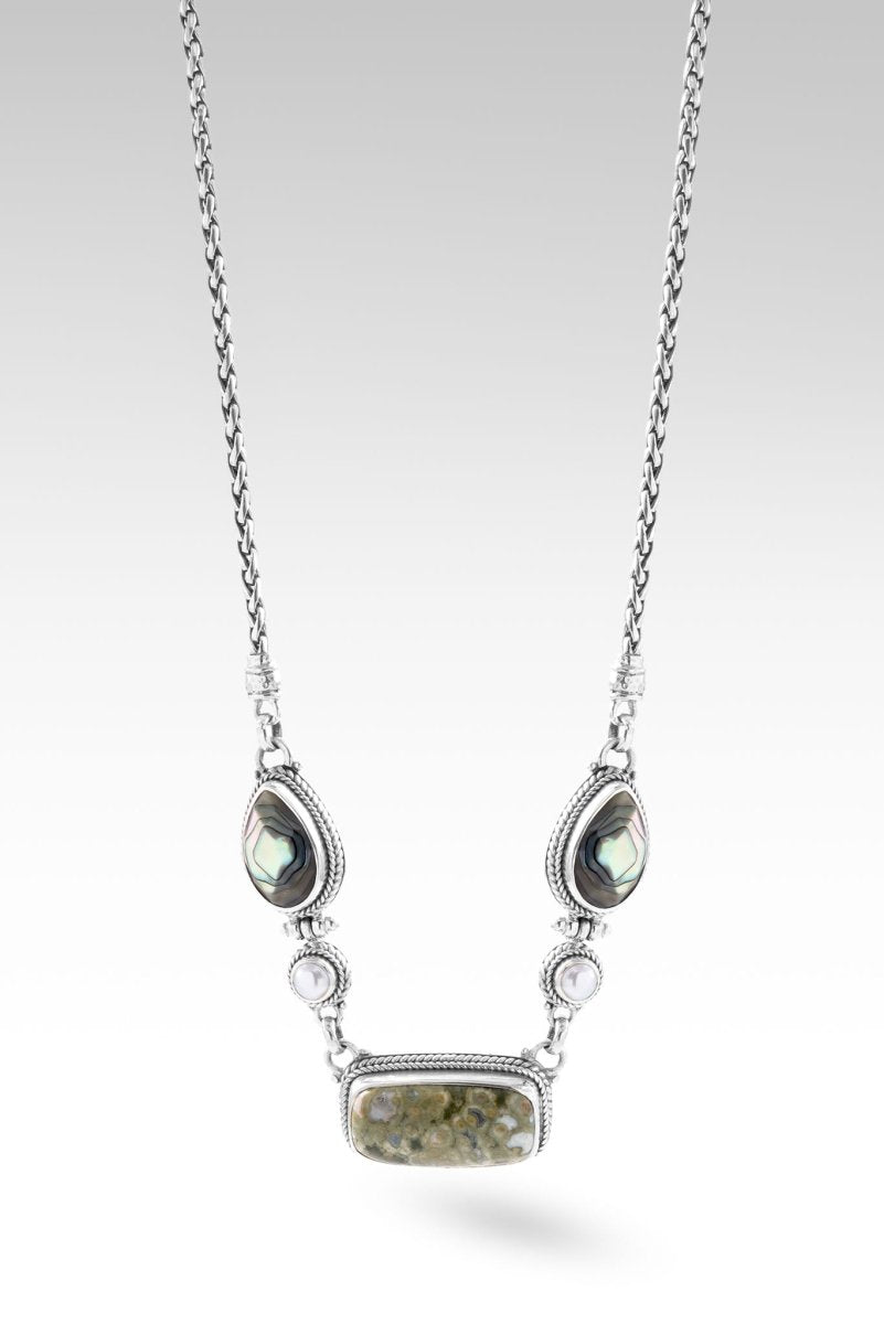 Out of the Wilderness Necklace™ - Rainforest Jasper, Abalone & Freshwater Pearl Handmade Jewelry for Women | Nature-Inspired Boho Necklace for Outdoor Adventures & Spiritual Healing