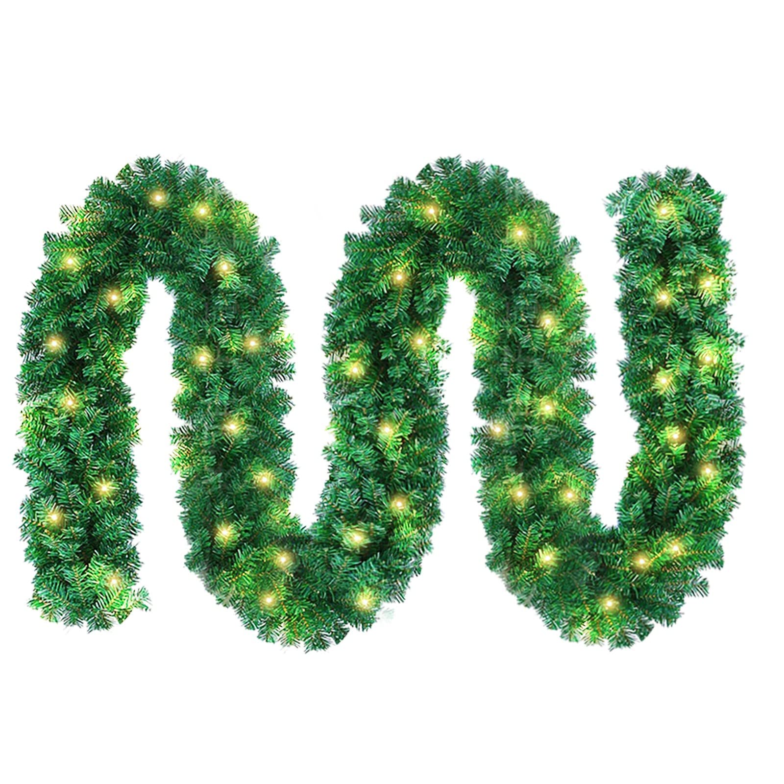 LED Christmas Vine Lights - Artificial Rattan Wreath with Flower Decor for Staircase, Tree & Door - Battery Operated Holiday Home Decoration (Perfect for Indoor/Outdoor Christmas Party & Festive Decor)