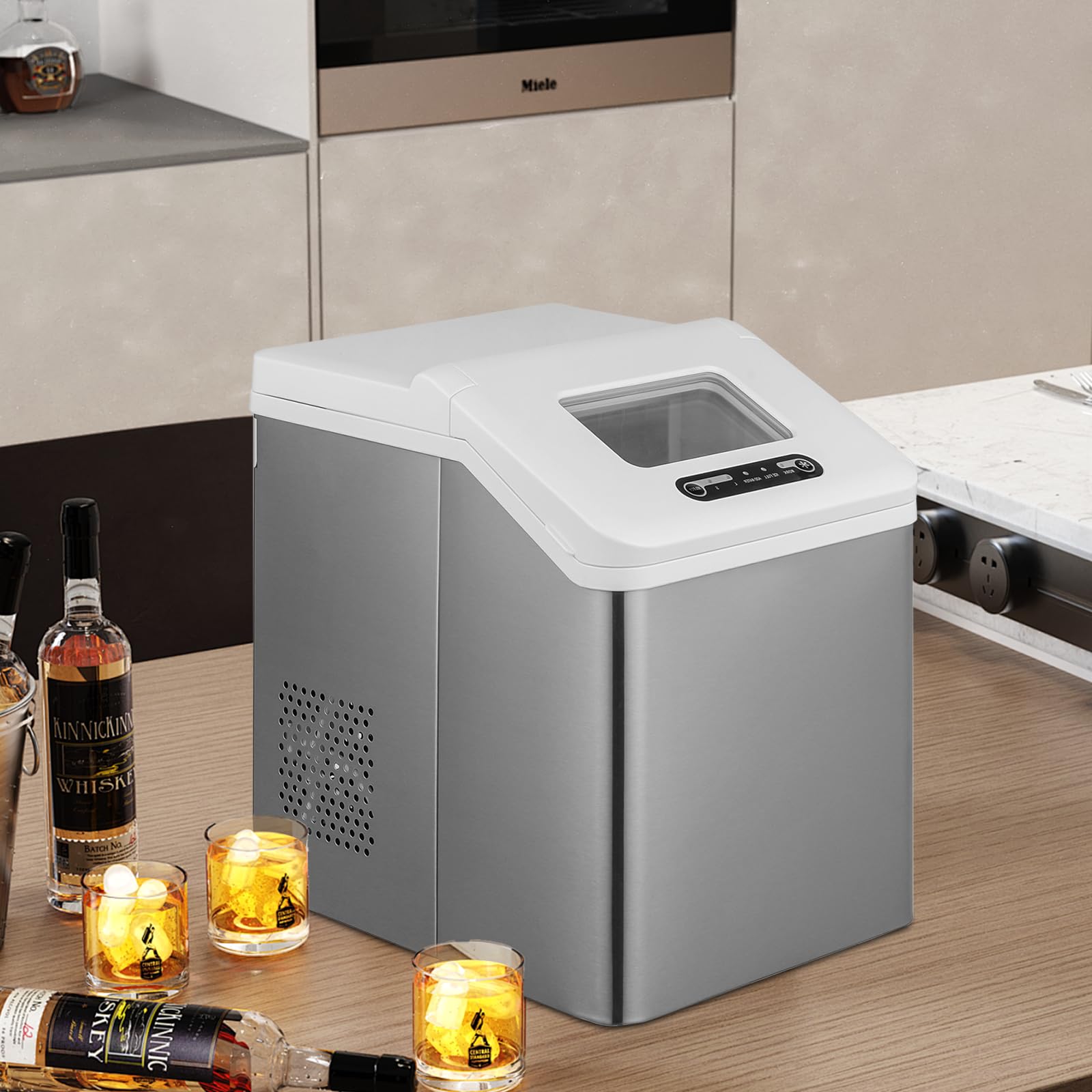 Portable Countertop Ice Maker - 32 Cubes in 20 Minutes, 33lbs Daily Output, Self-Cleaning with Ice Basket & Scoop - Compact Mini Ice Machine for Home, Kitchen, Office, Party, RV & Outdoor Camping - White