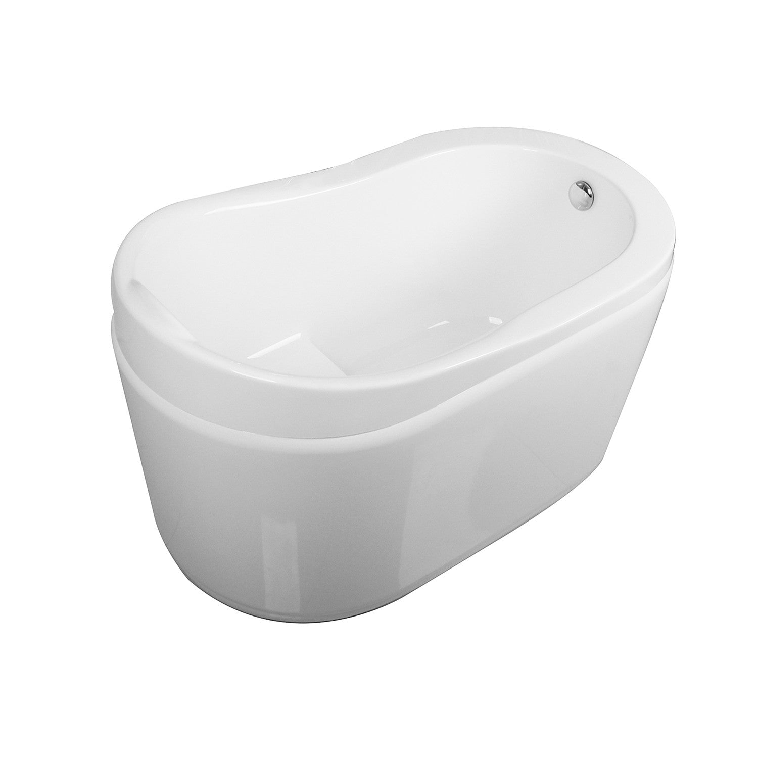 Aqua Eden 52 Inch Acrylic Oval Freestanding Bathtub with Drain & Built-in Seat - Glossy White Slipper Tub for Luxury Bathroom & Spa Relaxation