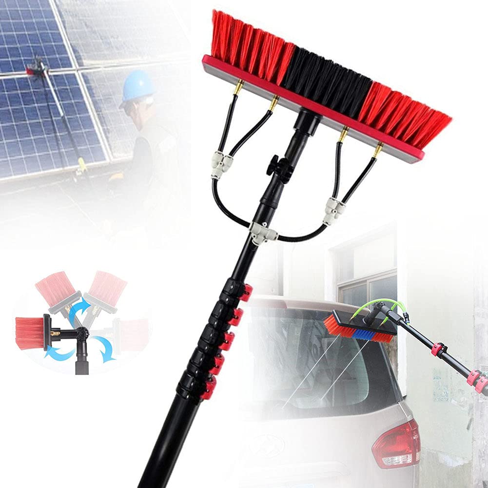 **12Ft-36Ft Aluminum Water Fed Window Cleaning Pole with 35cm Brush - Professional Outdoor Window Cleaner for Glass, Solar Panels & High Surfaces - Ideal for Home, Office & Commercial Use**