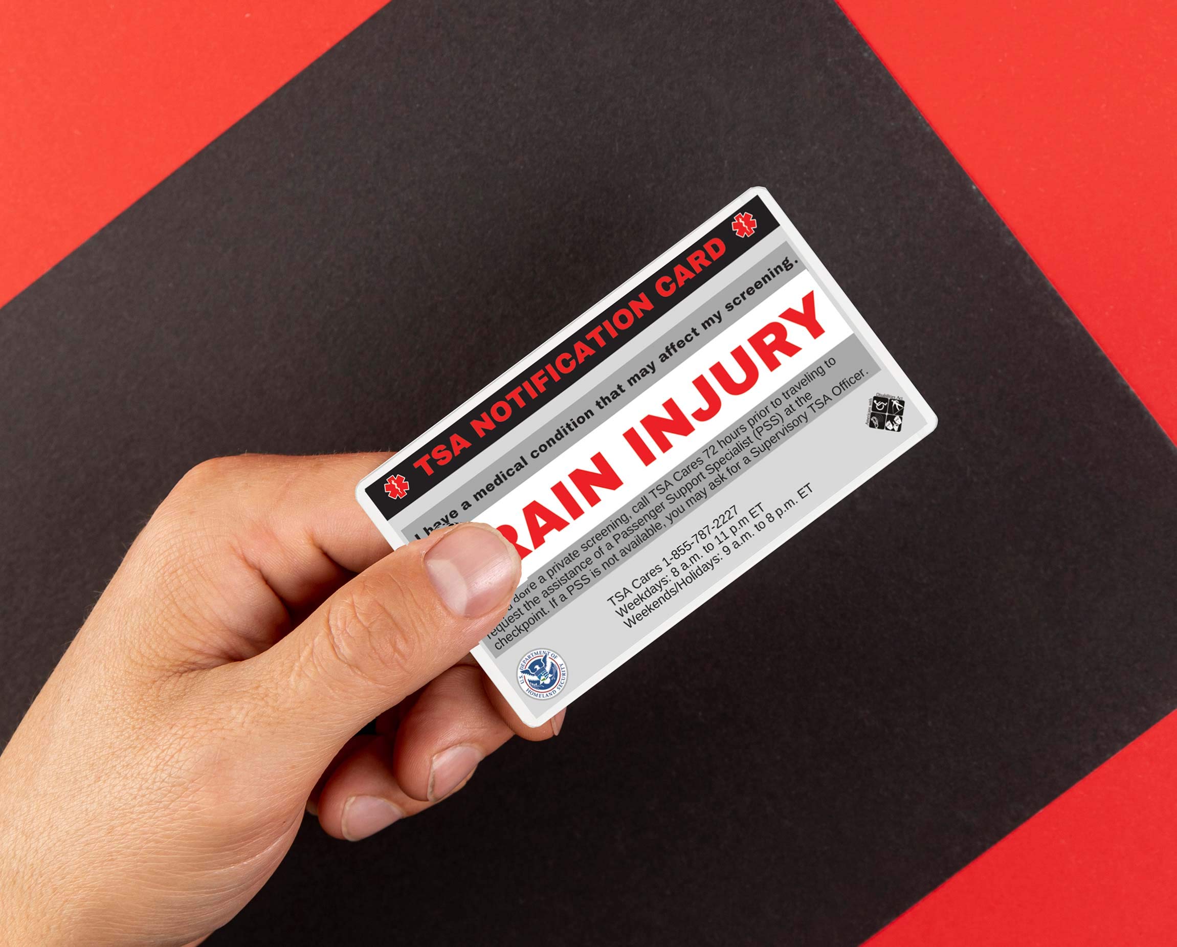 TSA Notification Card for Brain Injury - Air Travel Medical ID Wallet (3-Pack) - Essential for Safe and Stress-Free Flying