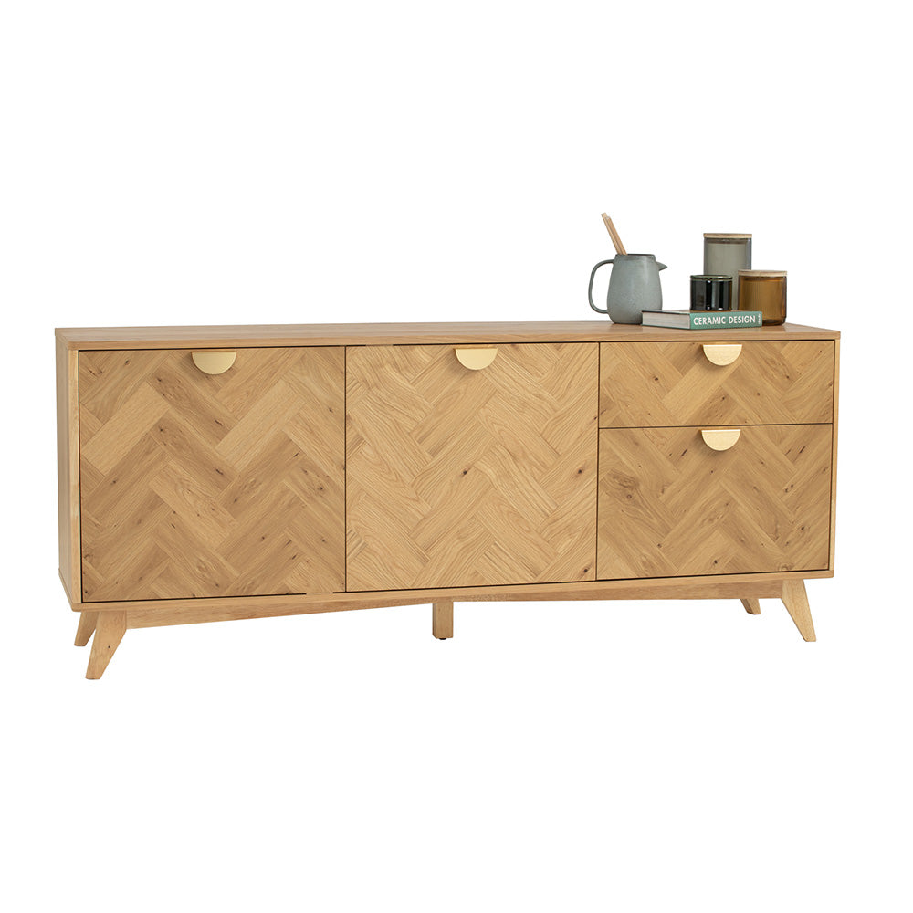 LOFTUS 180cm Oak Sideboard Buffet Cabinet - Stylish Storage for Dining Room, Living Room & Entryway