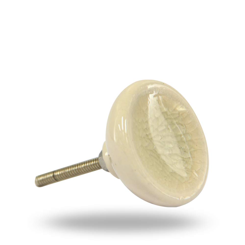 TRINCA-FERRO Set of 6 Off White Ceramic Cabinet Knobs - Decorative Drawer Pulls for Dresser, Kitchen, Bathroom & Bedroom - Interior & Exterior Use - Perfect for Home Renovation & DIY Projects
