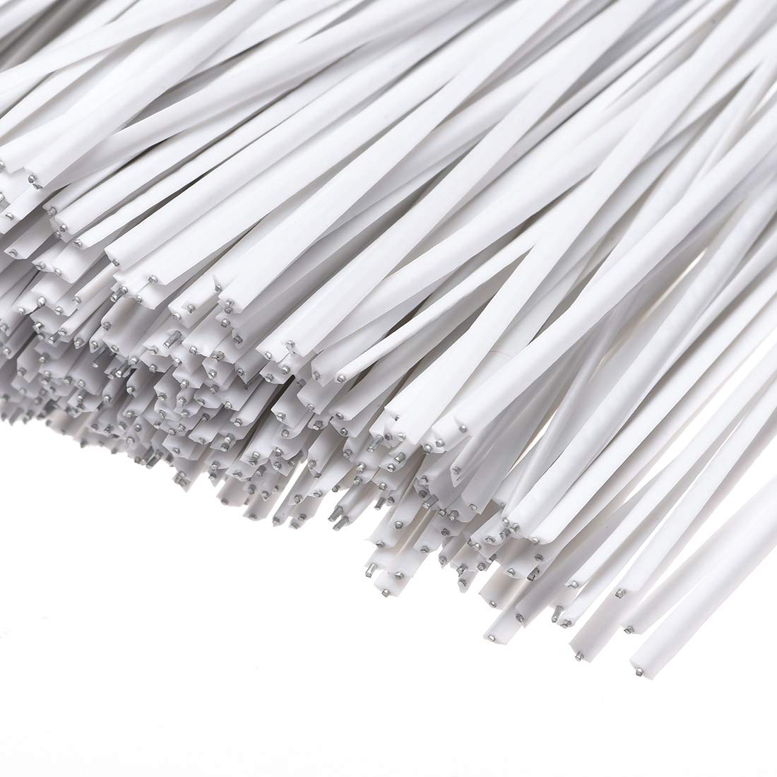uxcell 1000pcs Metallic Twist Ties 100mmx1.8mm White Plastic Cable Cord Ties for Organizing Wires, DIY Crafts & Home Office Use