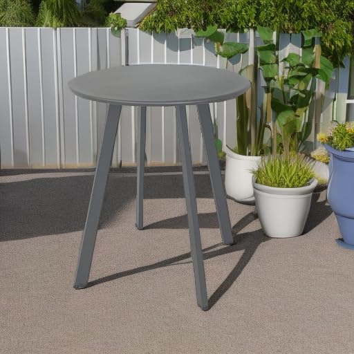 Modern Grey Round Metal Steel Side Table - 15.75