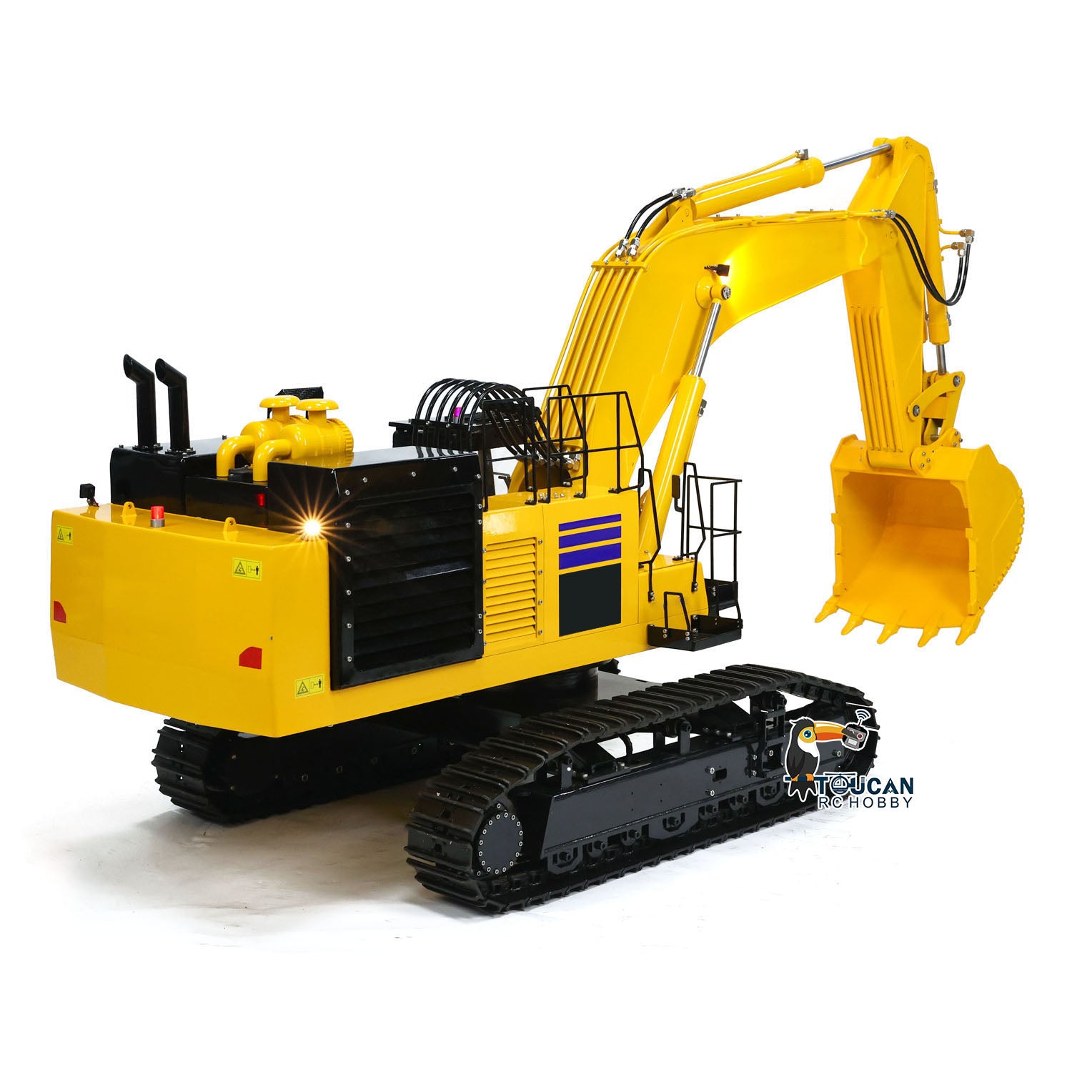 1/8 Scale PC1250 RC Hydraulic Excavator - Metal Heavy Duty Construction Vehicle Toy with Assembled & Painted Light System - Perfect for Construction Enthusiasts, Collectors & RC Hobbyists - Great for Display, Play & Construction Simulation