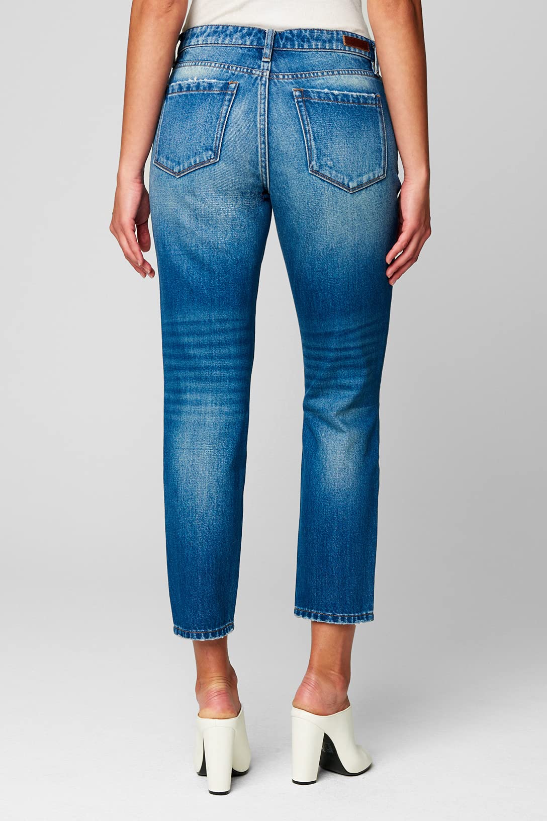 BLANKNYC Women's Distressed Girlfriend Jeans - Looking Glass Wash, Size 31 | Comfortable Stretch Denim for Casual Wear & Everyday Outfits