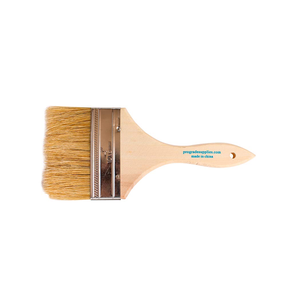 Professional Grade 4 Inch Chip Paint Brushes - Set of 12 Light Brown Natural Bristle Brushes for Painting, Staining, Varnishing - Perfect for DIY Projects, Furniture Restoration & Home Decor