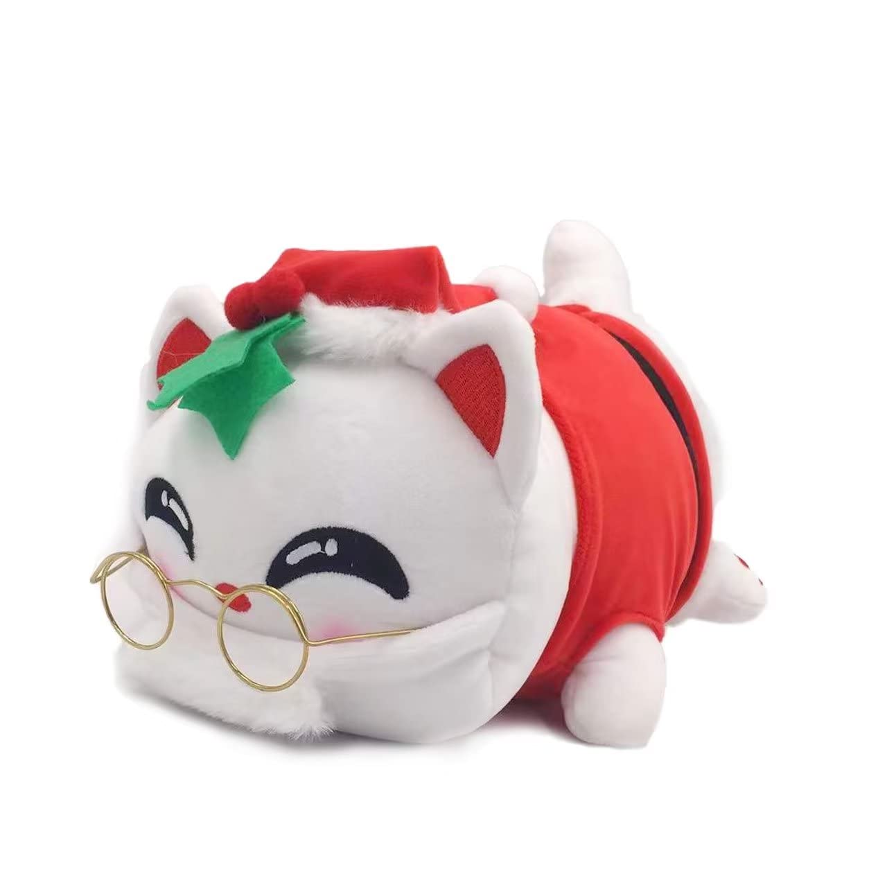 Cute Mee Meows Cat Plush Toy - Anime Cartoon Cat Stuffed Animal, Soft Pillow Gift for Kids & Fans (Santa Claus Design) - Perfect for Christmas Gifts, Bedroom Decor, and Anime Lovers