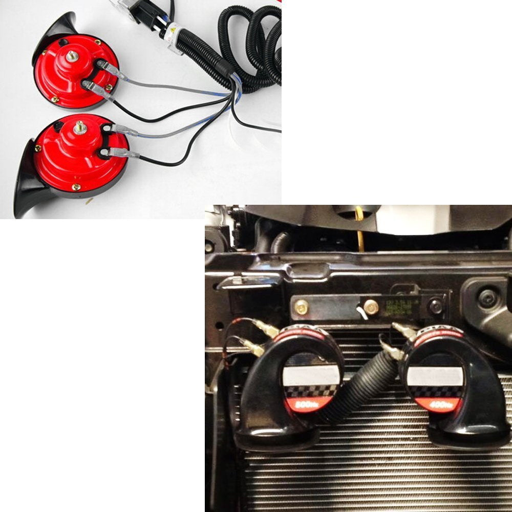 12V Car Horn Wiring Harness Relay Kit with Grille Mount - Heavy Duty Blast Tone Horns for Trucks, SUVs & Vehicles - Perfect for Off-Roading, Emergency Alerts & Custom Upgrades