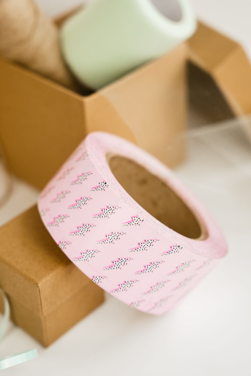 Lightning Bolt Print Packaging Tape - 1.97 Inch x 55 Yards - Waterproof & Strong Adhesive for Shipping Boxes, Moving, Storage & Gift Wrapping
