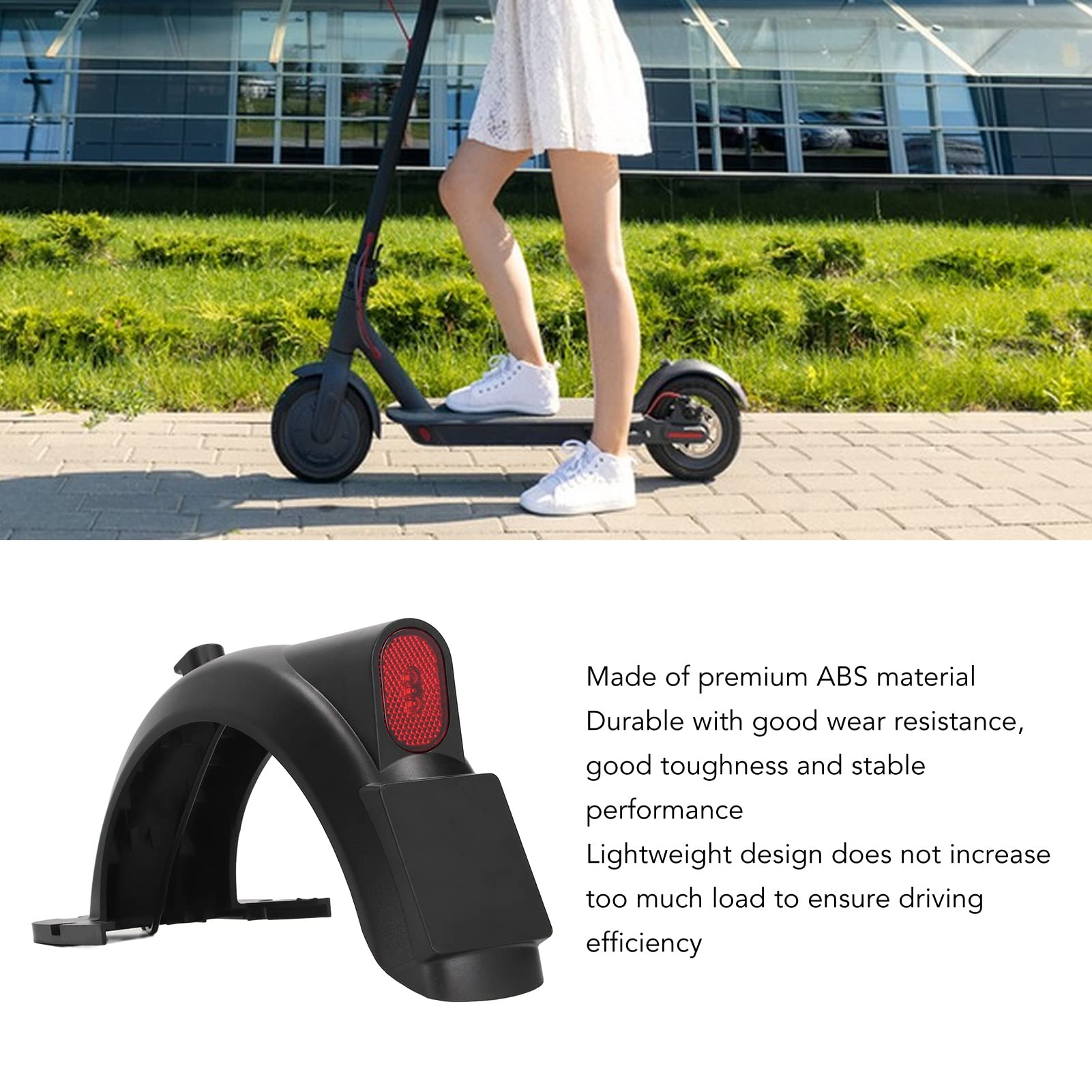 Universal ABS Electric Scooter Rear Fenders with LED Tail Light - Scooter Mudguard Replacement Compatible with Xiaomi M365/G30 Series - Perfect for Commuting & Urban Riding