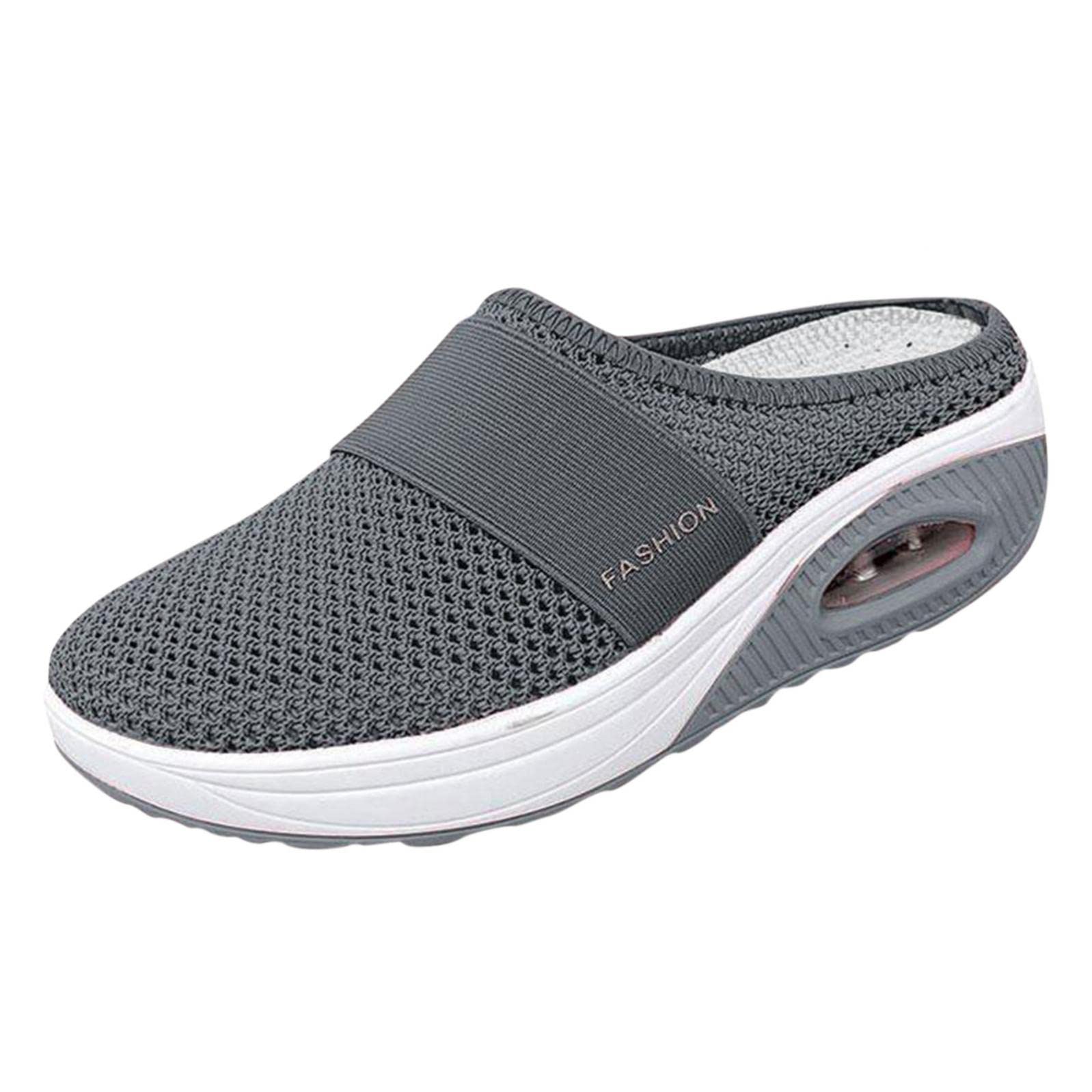 Orthopedic Walking Shoes for Women - Air Cushion Slip-On with Arch Support & Knit Upper | Comfortable Casual Shoes for Daily Wear, Travel & Work