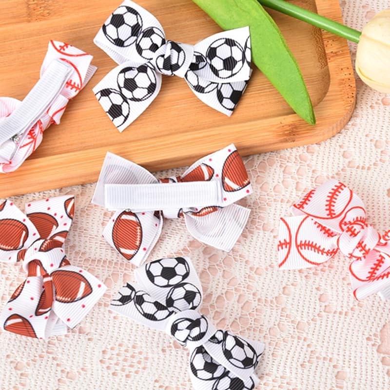 Girls Softball Baseball Hair Bows Set - Toddler Hair Clips for Sports & Gifts