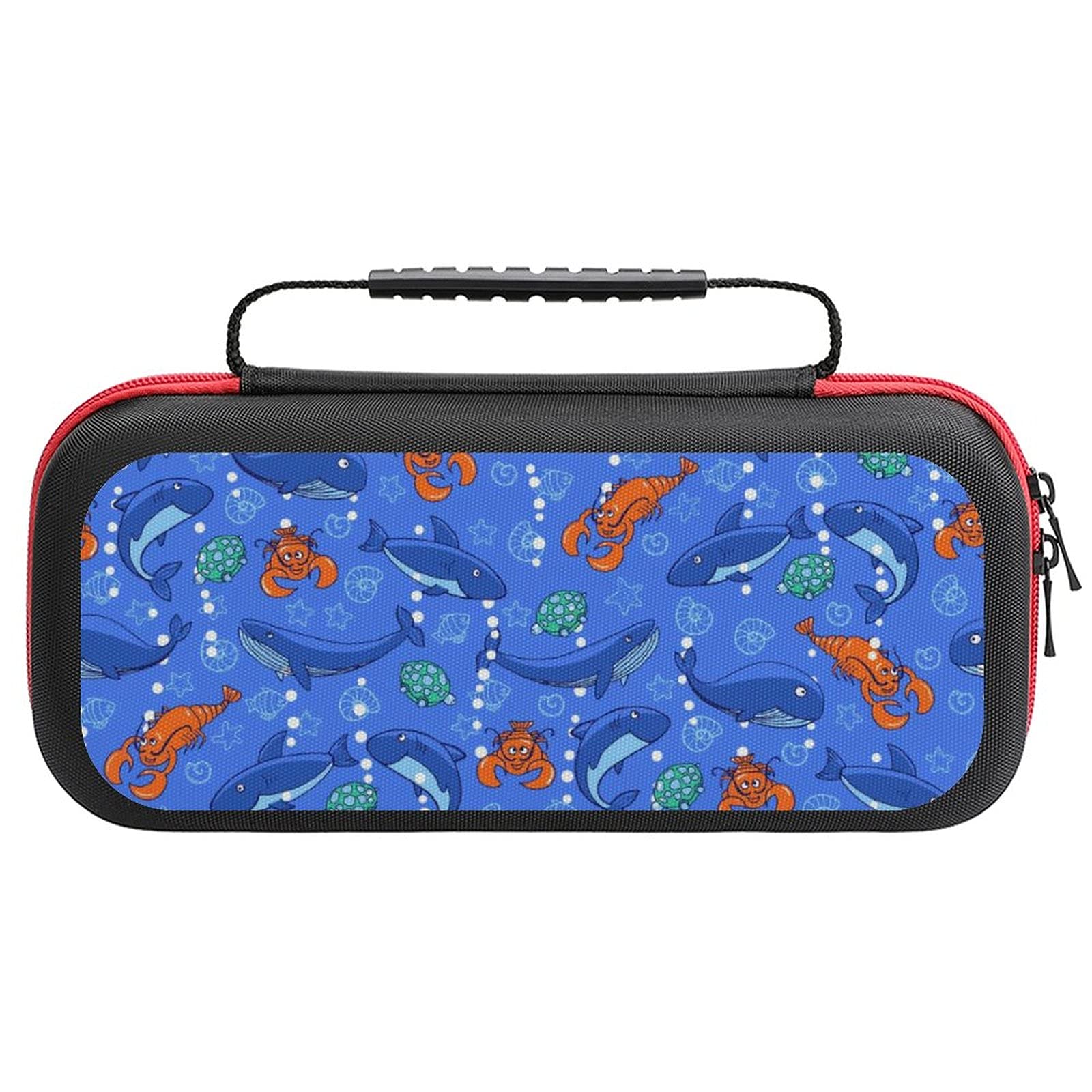 Sharks and Whales Pattern Nintendo Switch Lite Carrying Case - Portable Travel Storage Bag for Switch Lite Console & Accessories - Perfect for Gaming On-The-Go, Commuting, and Travel Protection
