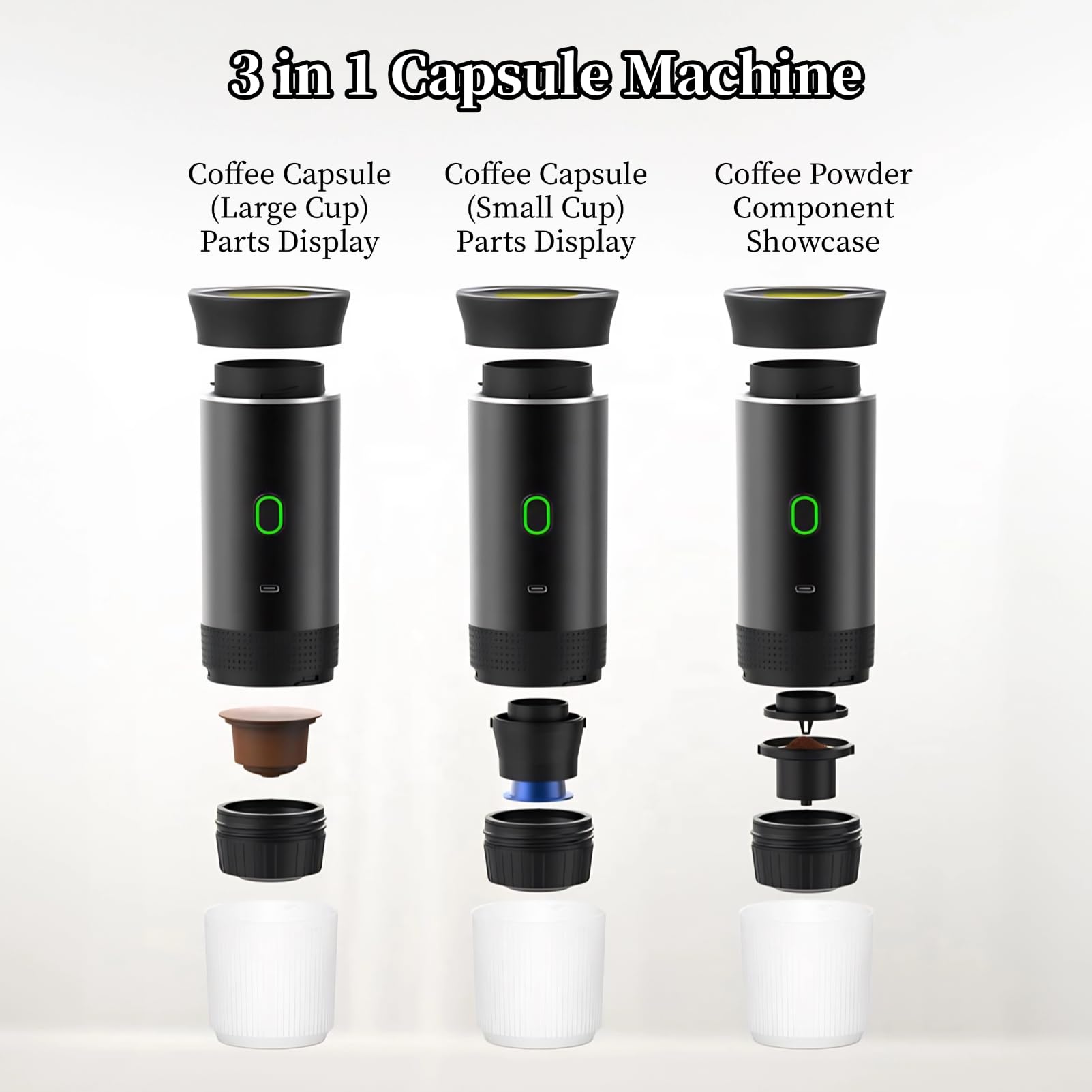 Portable Electric Espresso Maker - 15 Bar Pressure Travel Coffee Machine with Self-Heating for Car, Camping & Office | Compatible with Coffee Pods & Capsules | Perfect for Road Trips, Outdoor Adventures & Workspaces